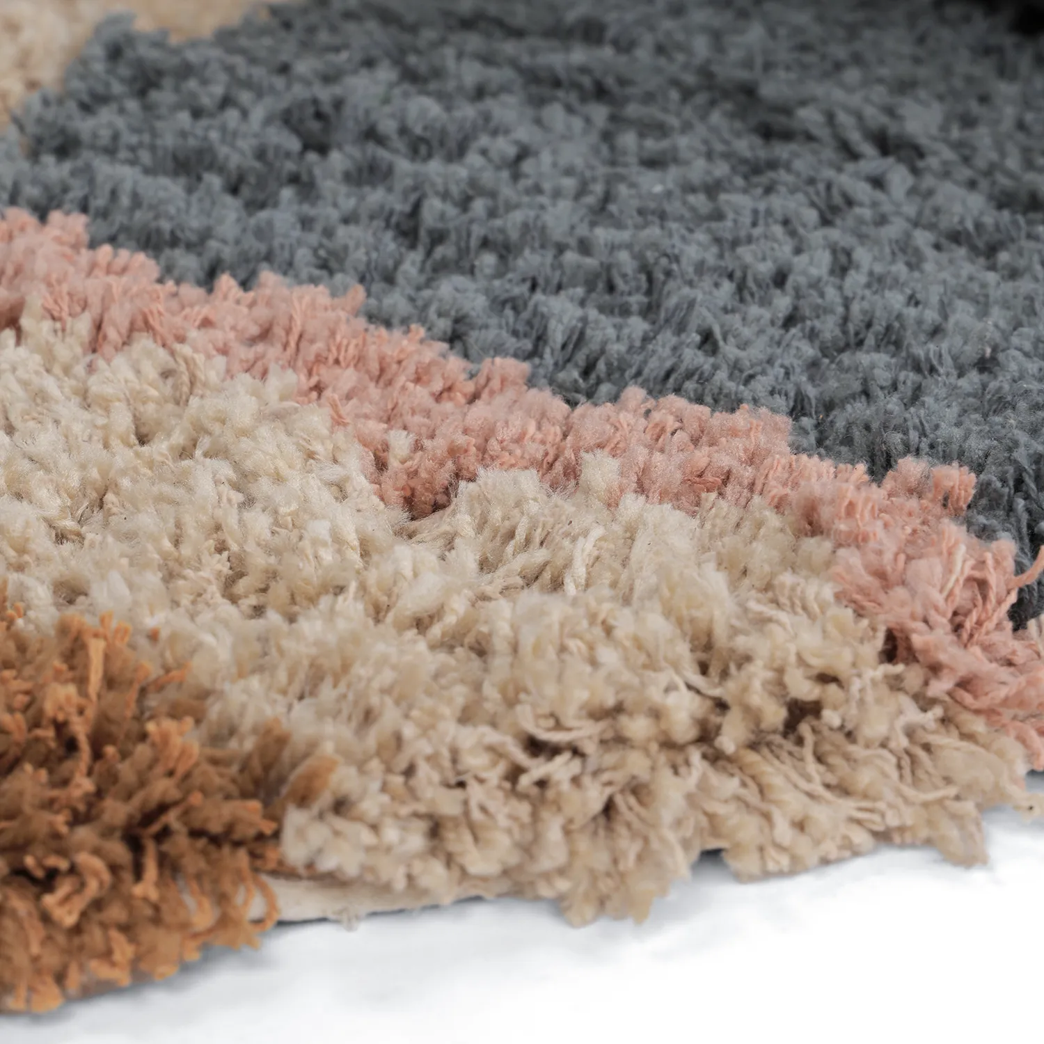 Rundt tæppe - Cefalu Natural Cotton Shaggy (multi)