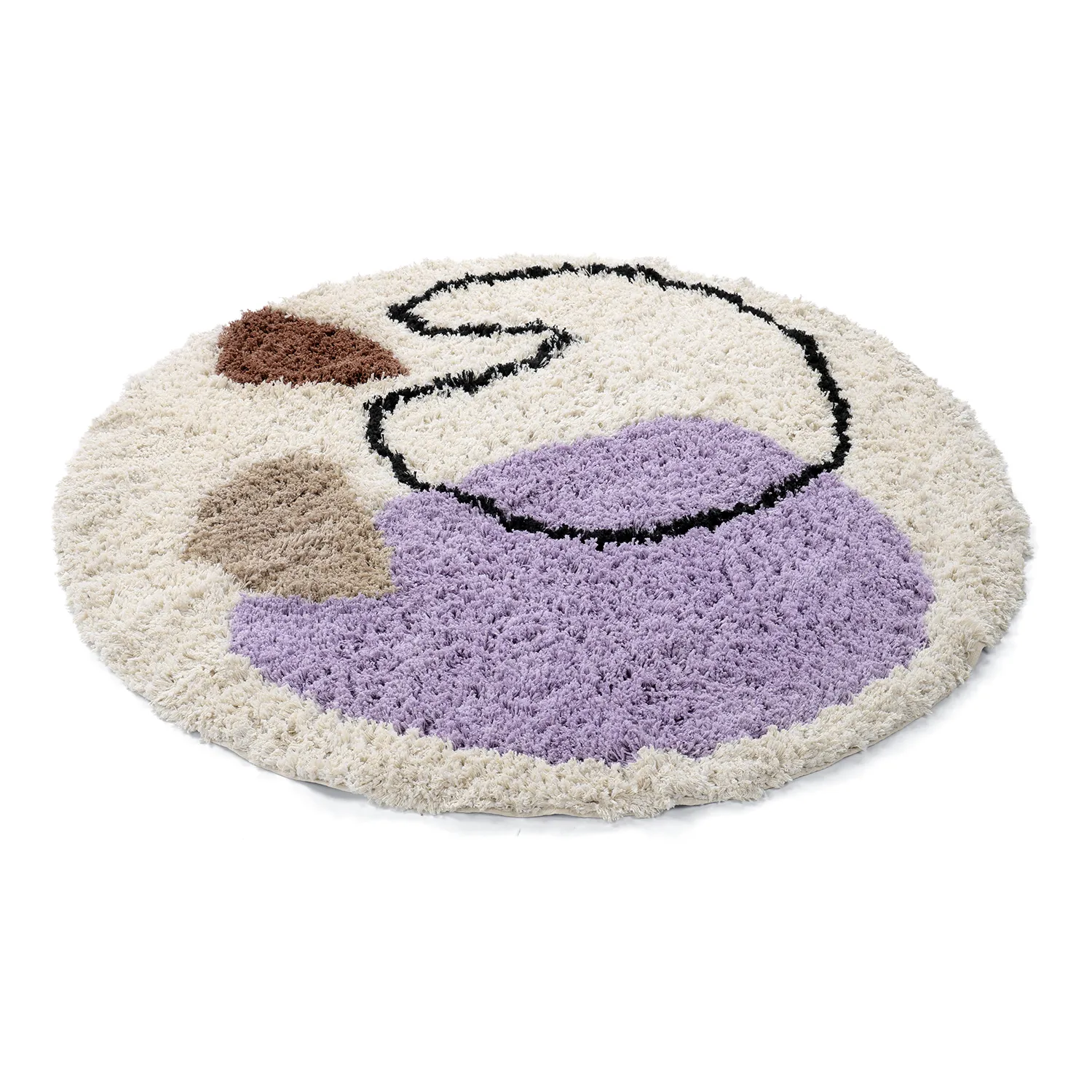 Rundt tæppe - Naousa Natural Cotton Shaggy (multi)