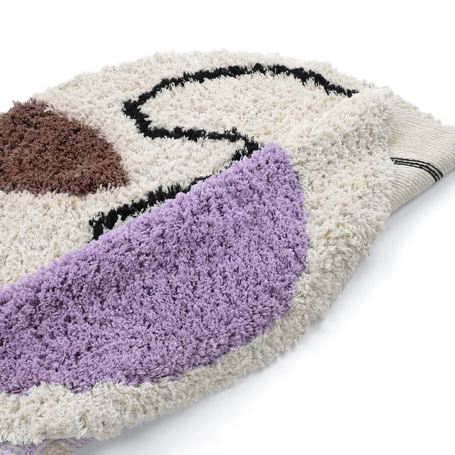Rundt tæppe - Naousa Natural Cotton Shaggy (multi)