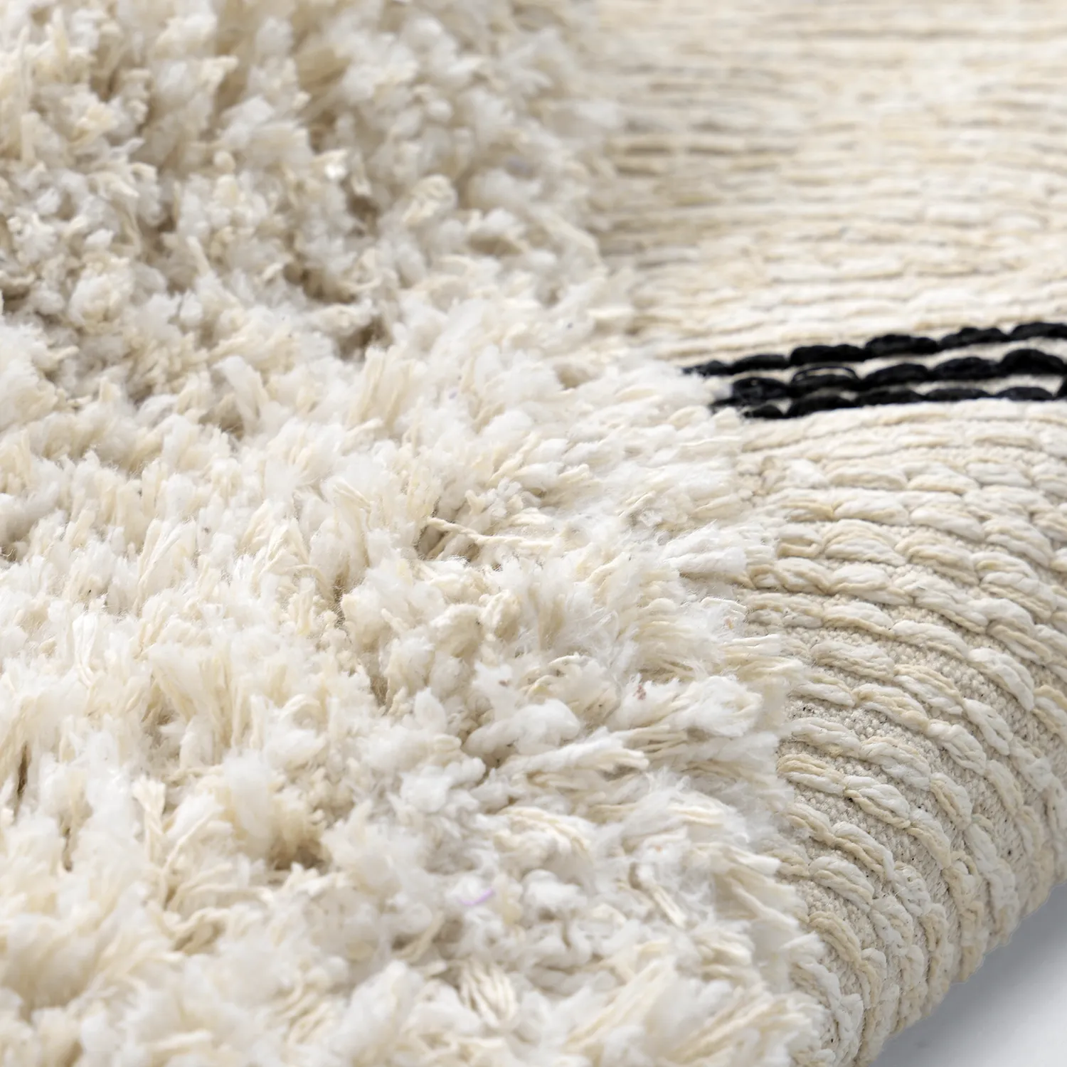 Rundt tæppe - Naousa Natural Cotton Shaggy (multi)