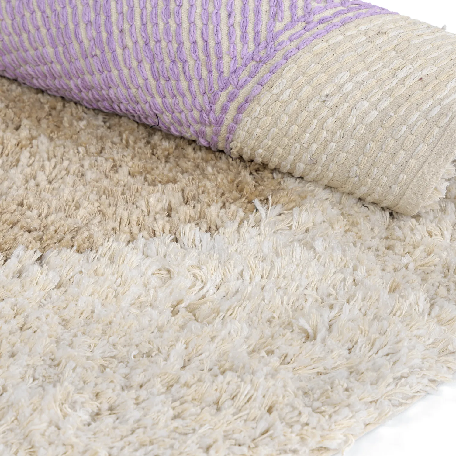 Rundt tæppe - Naousa Natural Cotton Shaggy (multi)