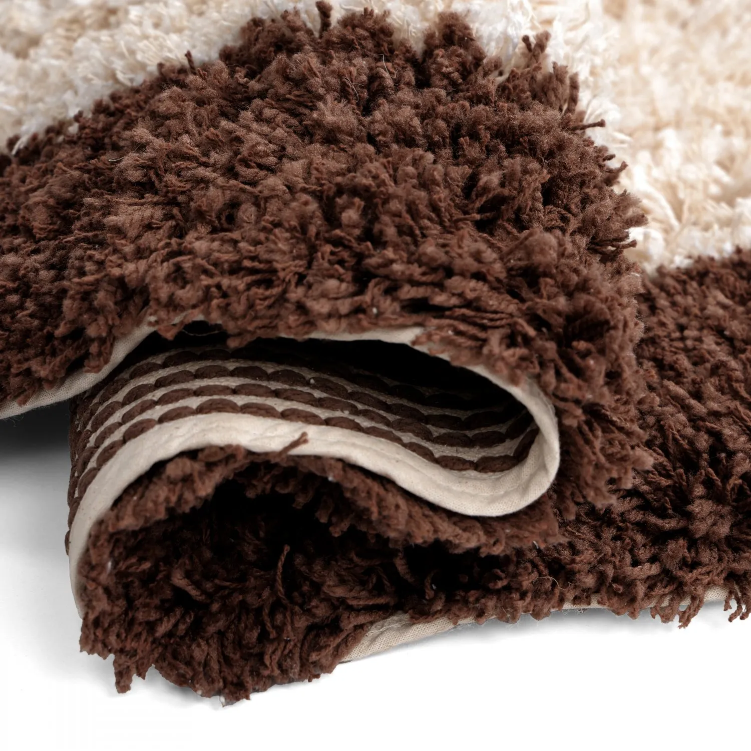 Rundt tæppe - Sagres Natural Cotton Shaggy (offwhite/brun)