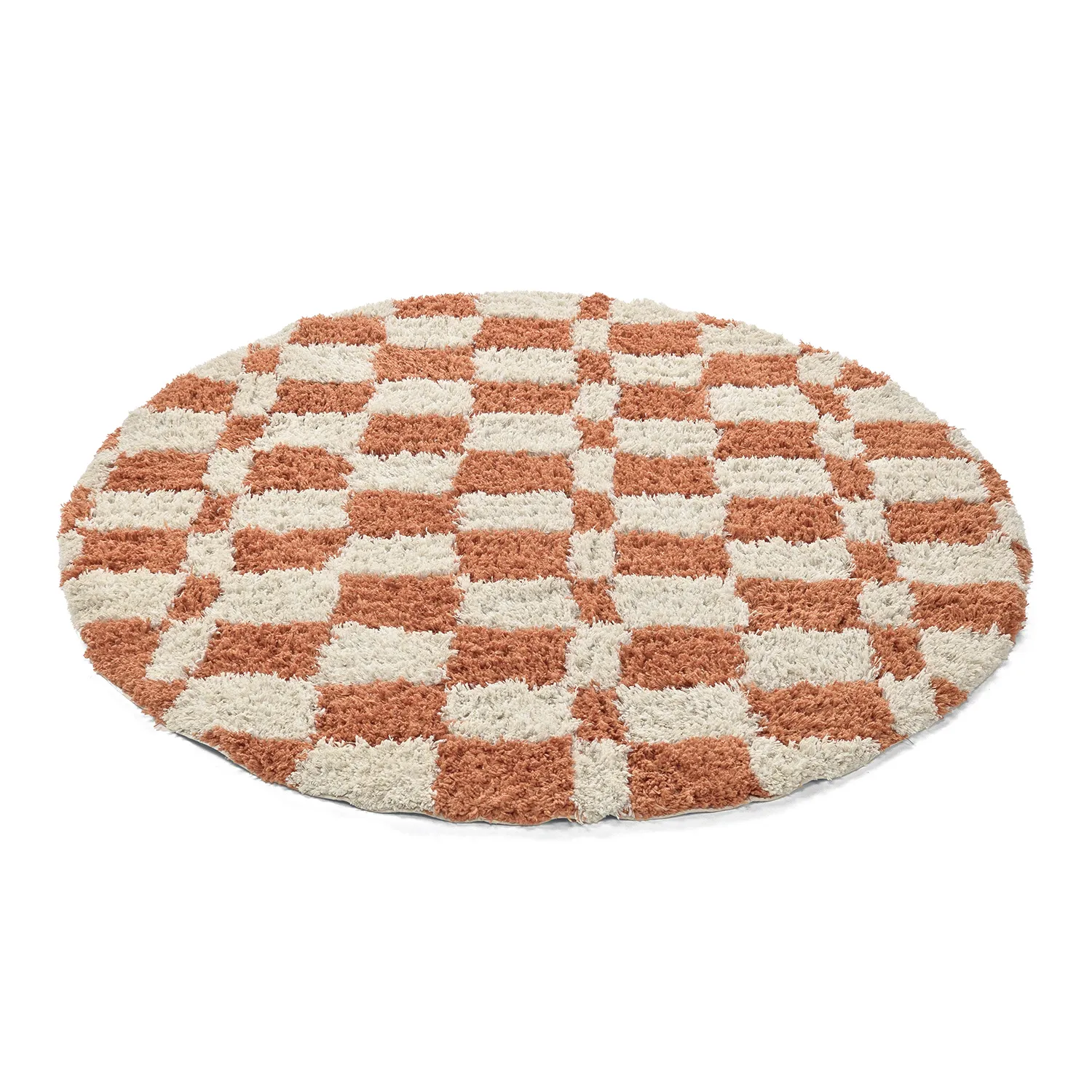 Rundt tæppe - Atrani Natural Cotton Shaggy (orange)