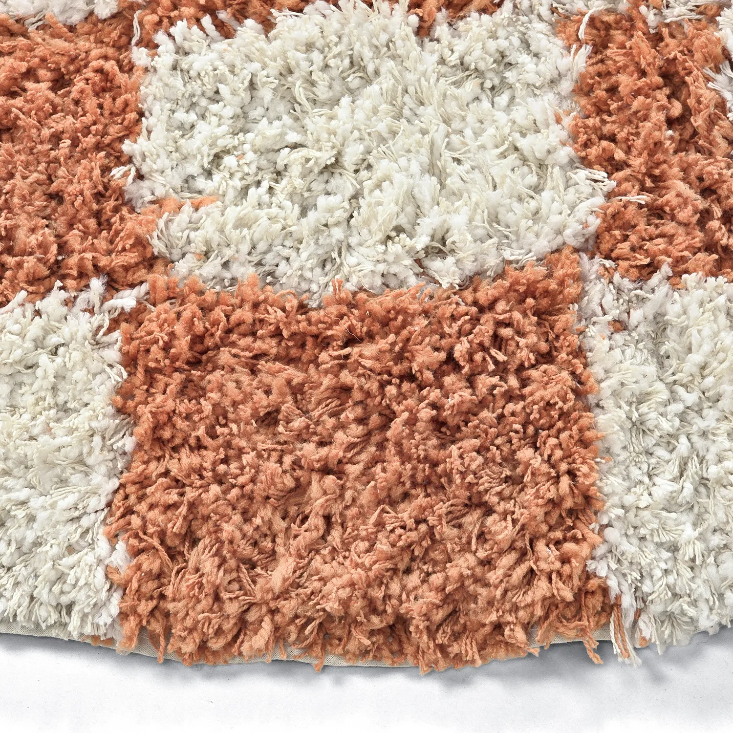 Rundt tæppe - Atrani Natural Cotton Shaggy (orange)