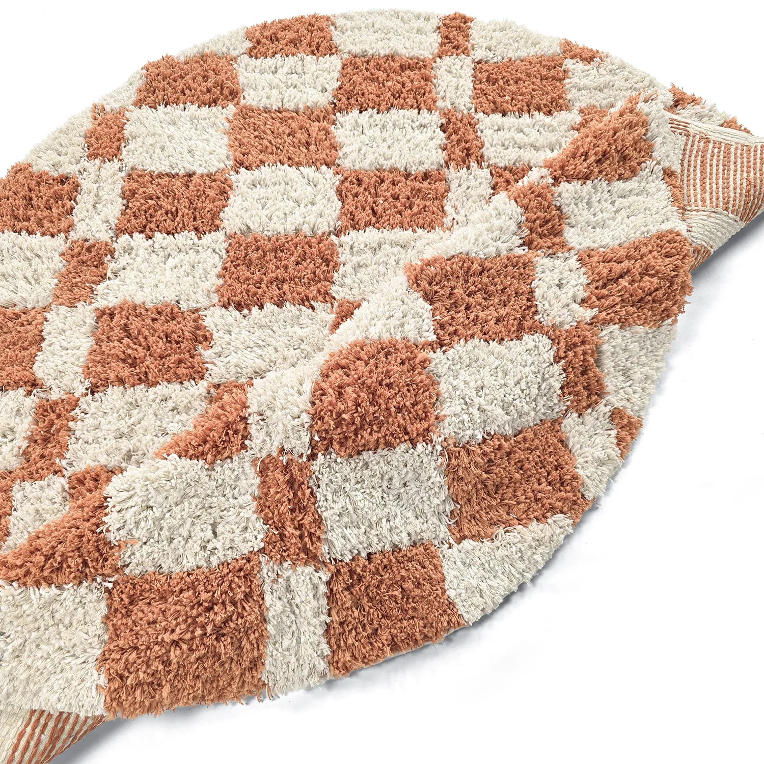 Rundt tæppe - Atrani Natural Cotton Shaggy (orange)