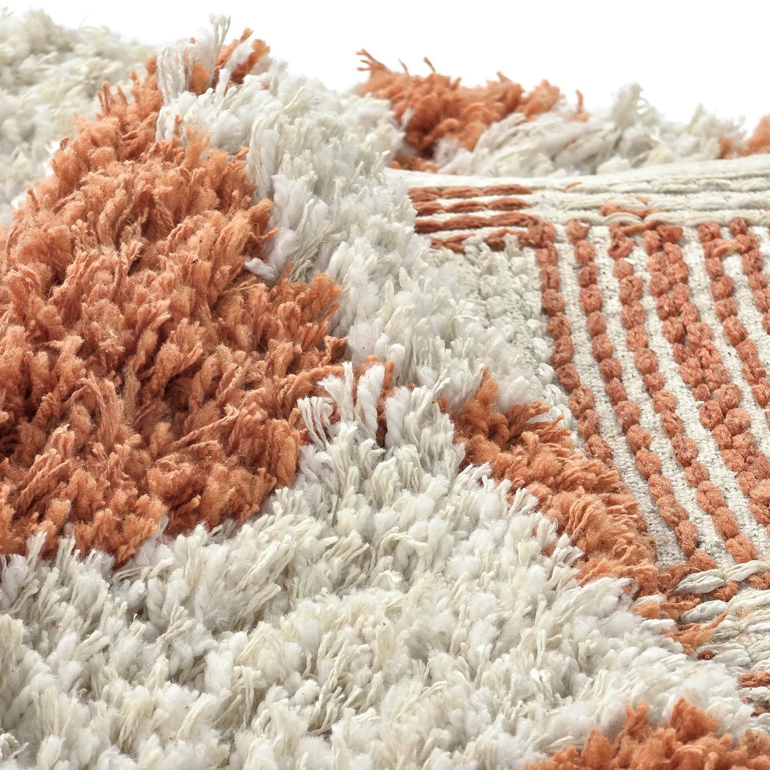 Rundt tæppe - Atrani Natural Cotton Shaggy (orange)