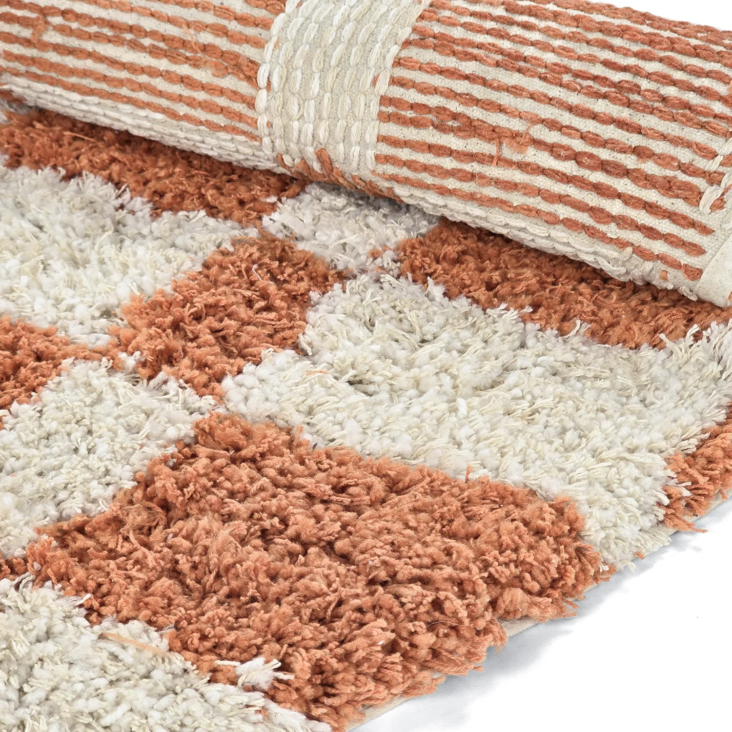 Rundt tæppe - Atrani Natural Cotton Shaggy (orange)