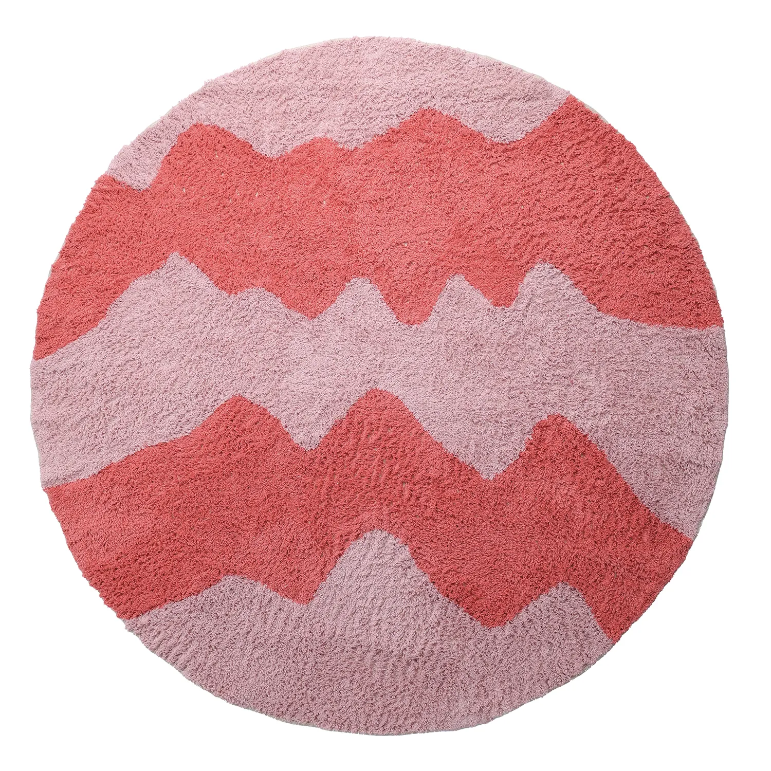 Rundt tæppe - Amira Natural Cotton Shaggy (lyserød/orange)