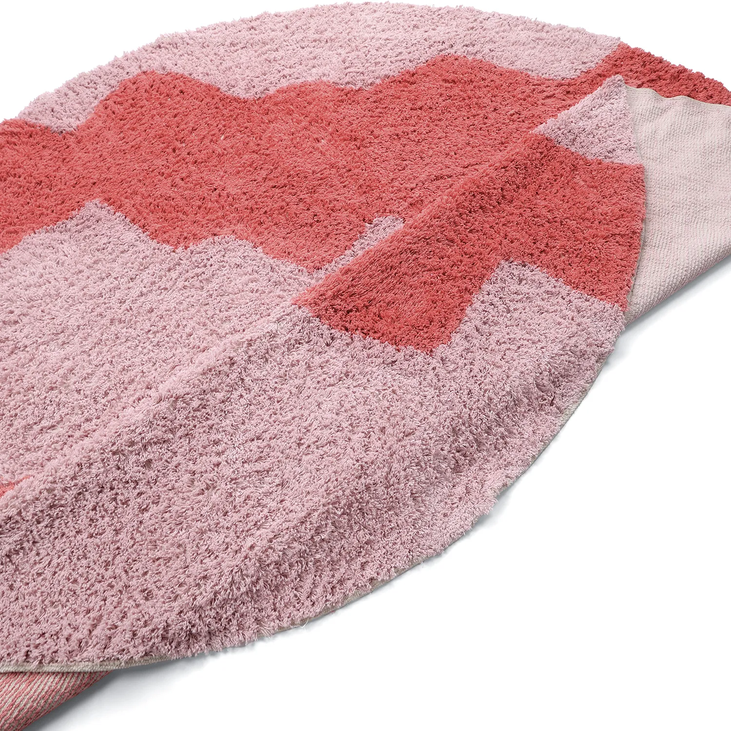 Rundt tæppe - Amira Natural Cotton Shaggy (lyserød/orange)