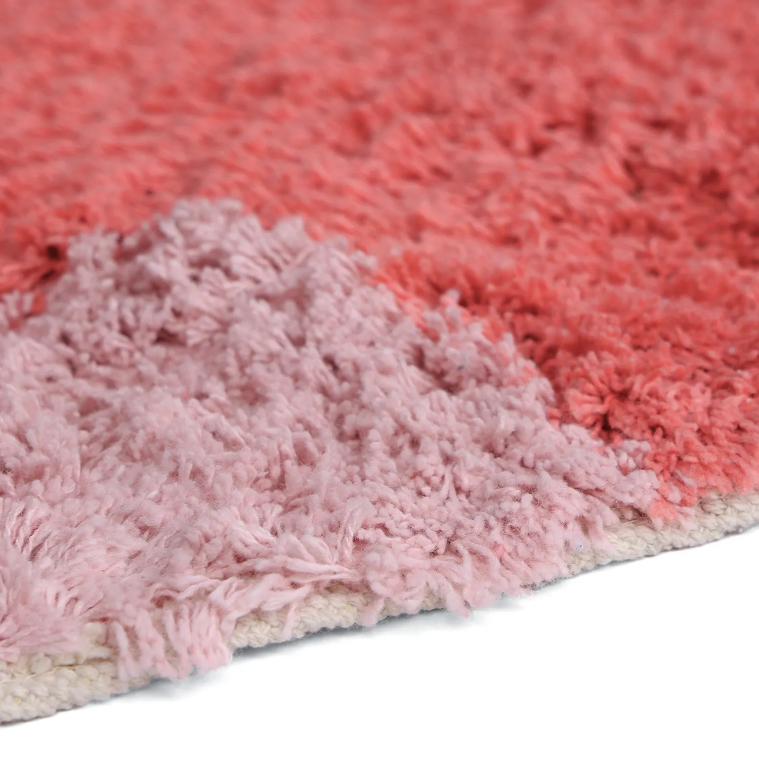 Rundt tæppe - Amira Natural Cotton Shaggy (lyserød/orange)