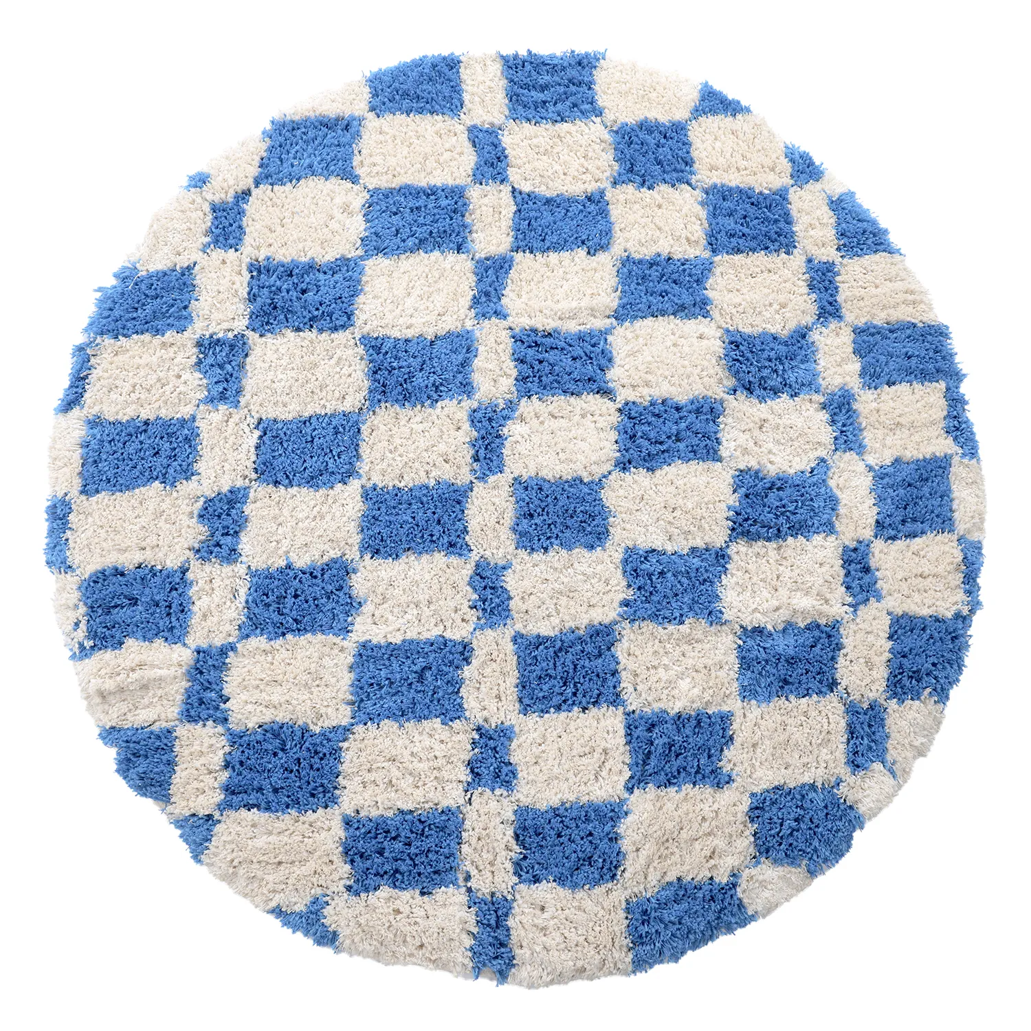 Rundt tæppe - Atrani Natural Cotton Shaggy (blå)