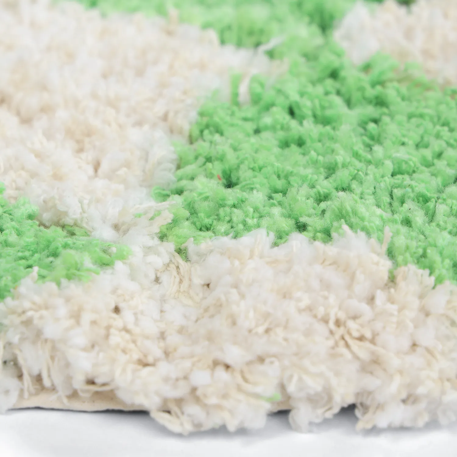 Rundt tæppe - Atrani Natural Cotton Shaggy (grøn)