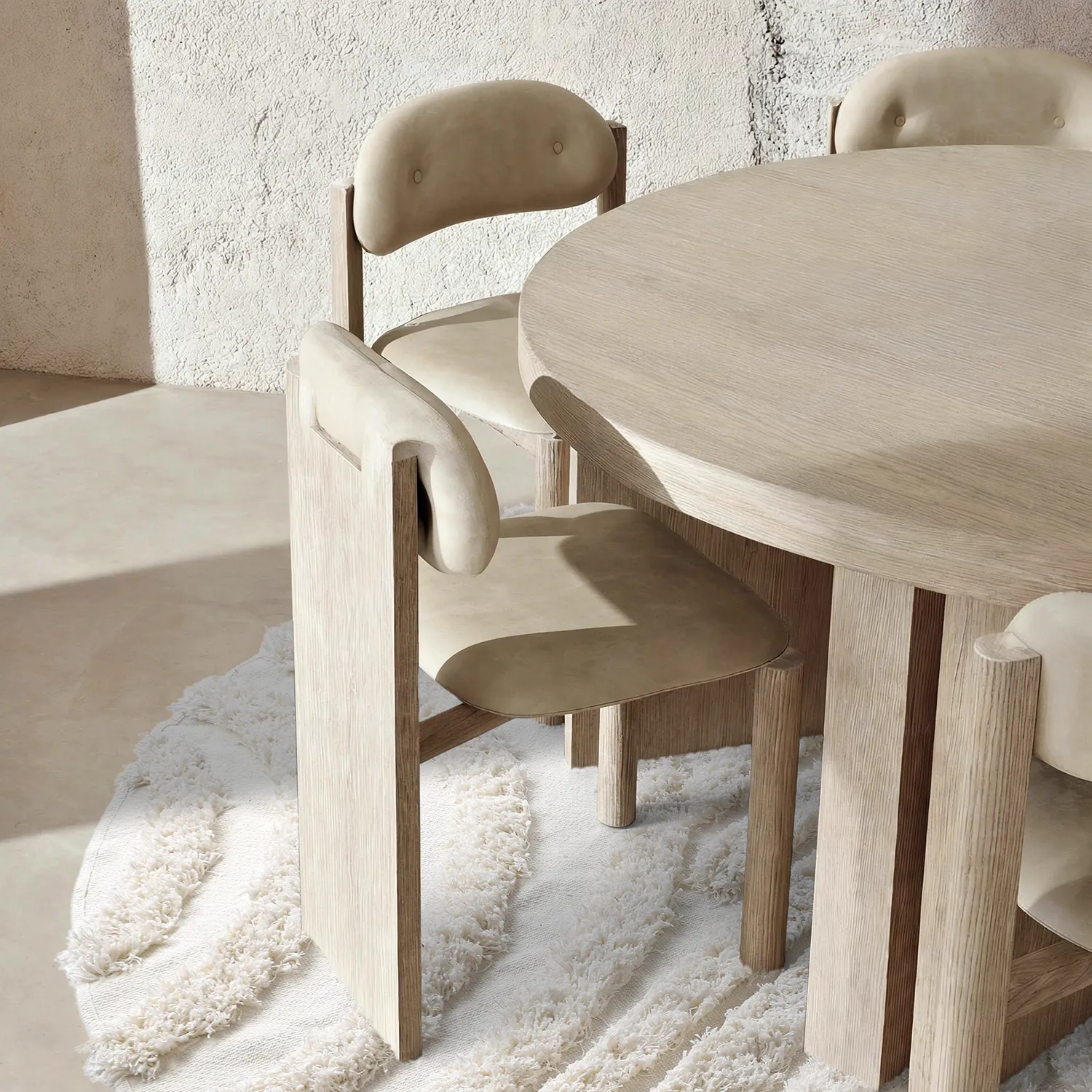 Rundt tæppe - Cazorla Natural Cotton Shaggy (off-white)