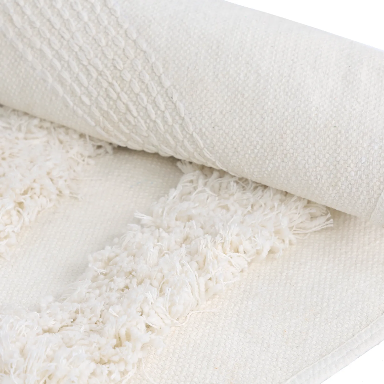 Rundt tæppe - Cazorla Natural Cotton Shaggy (off-white)