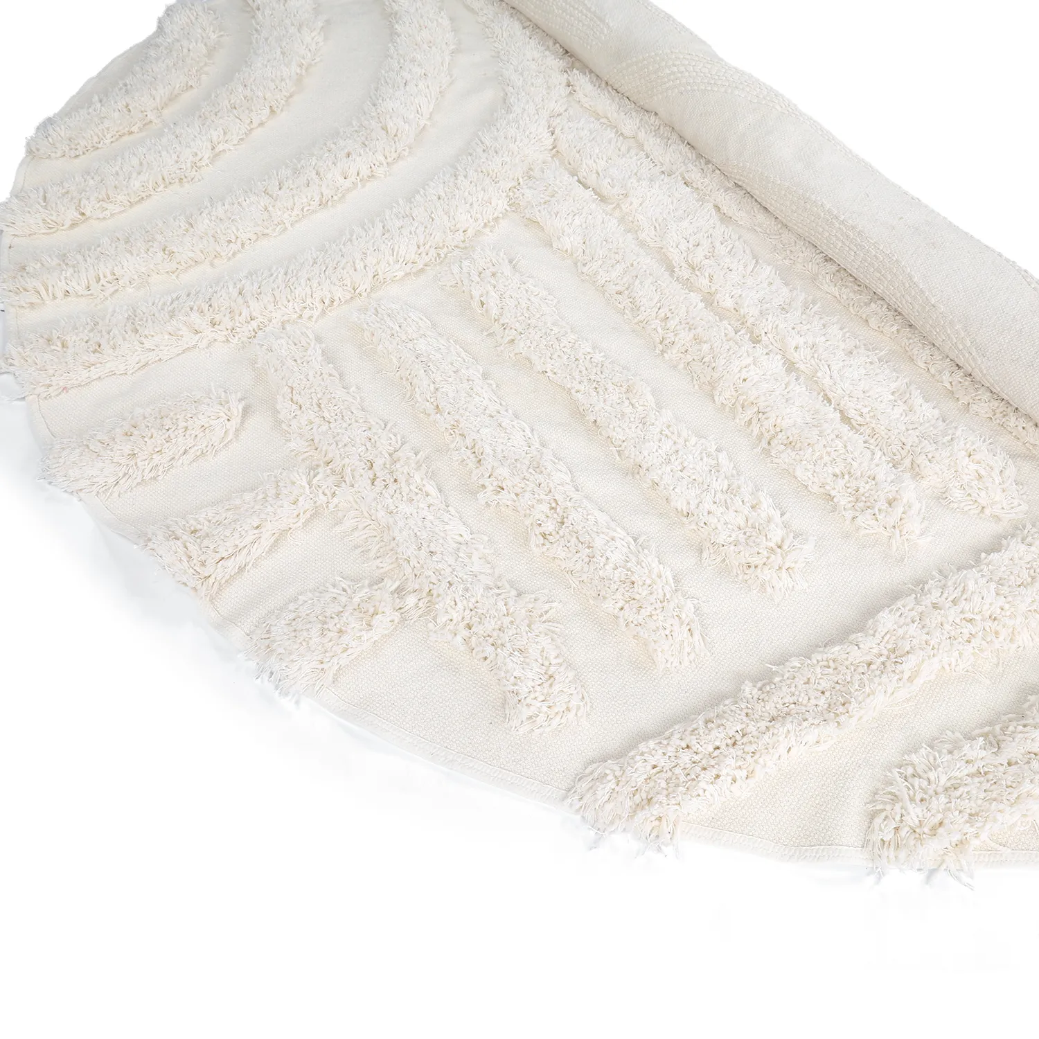 Rundt tæppe - Cazorla Natural Cotton Shaggy (off-white)
