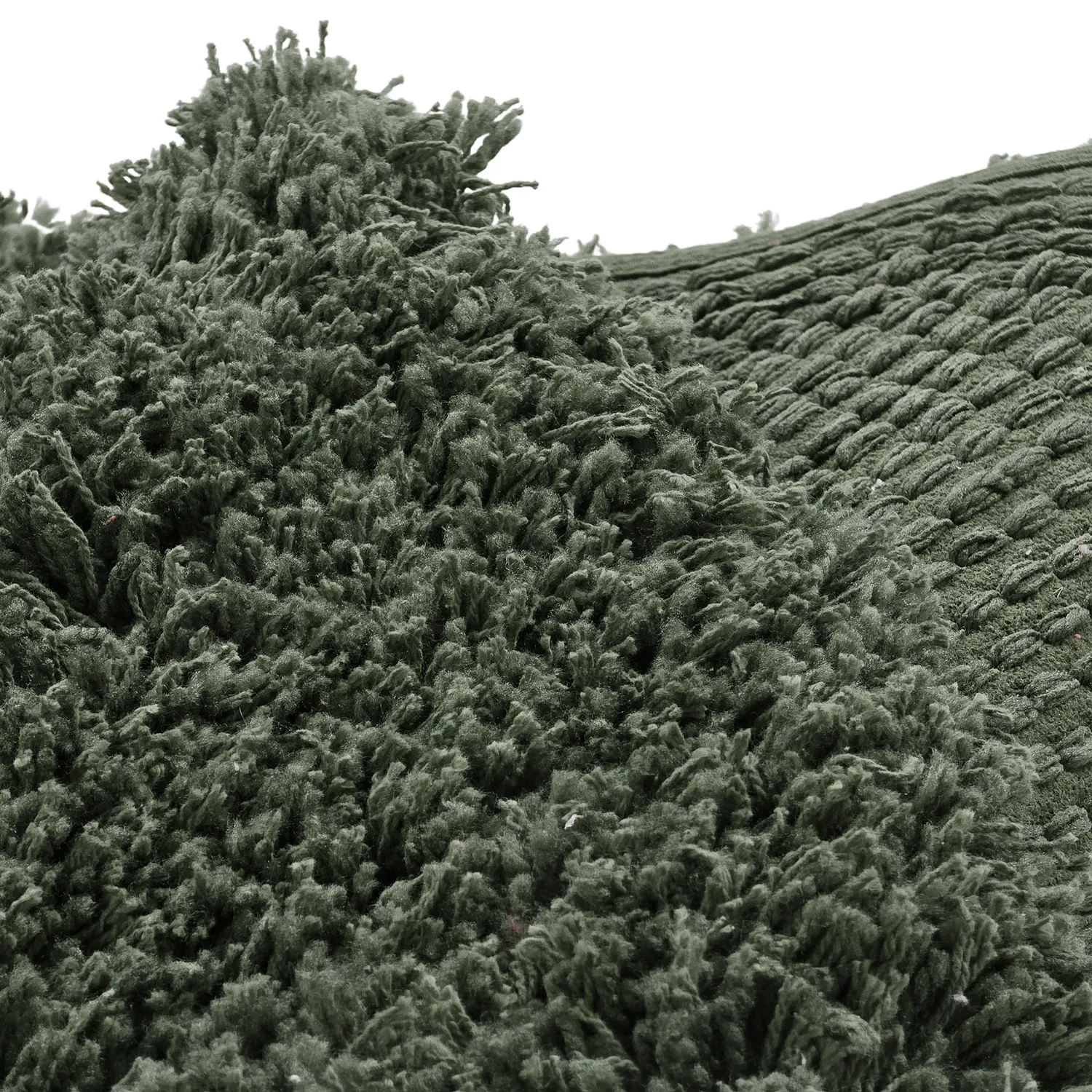 Rundt tæppe - Combarro Solid Cotton Shaggy (grøn)