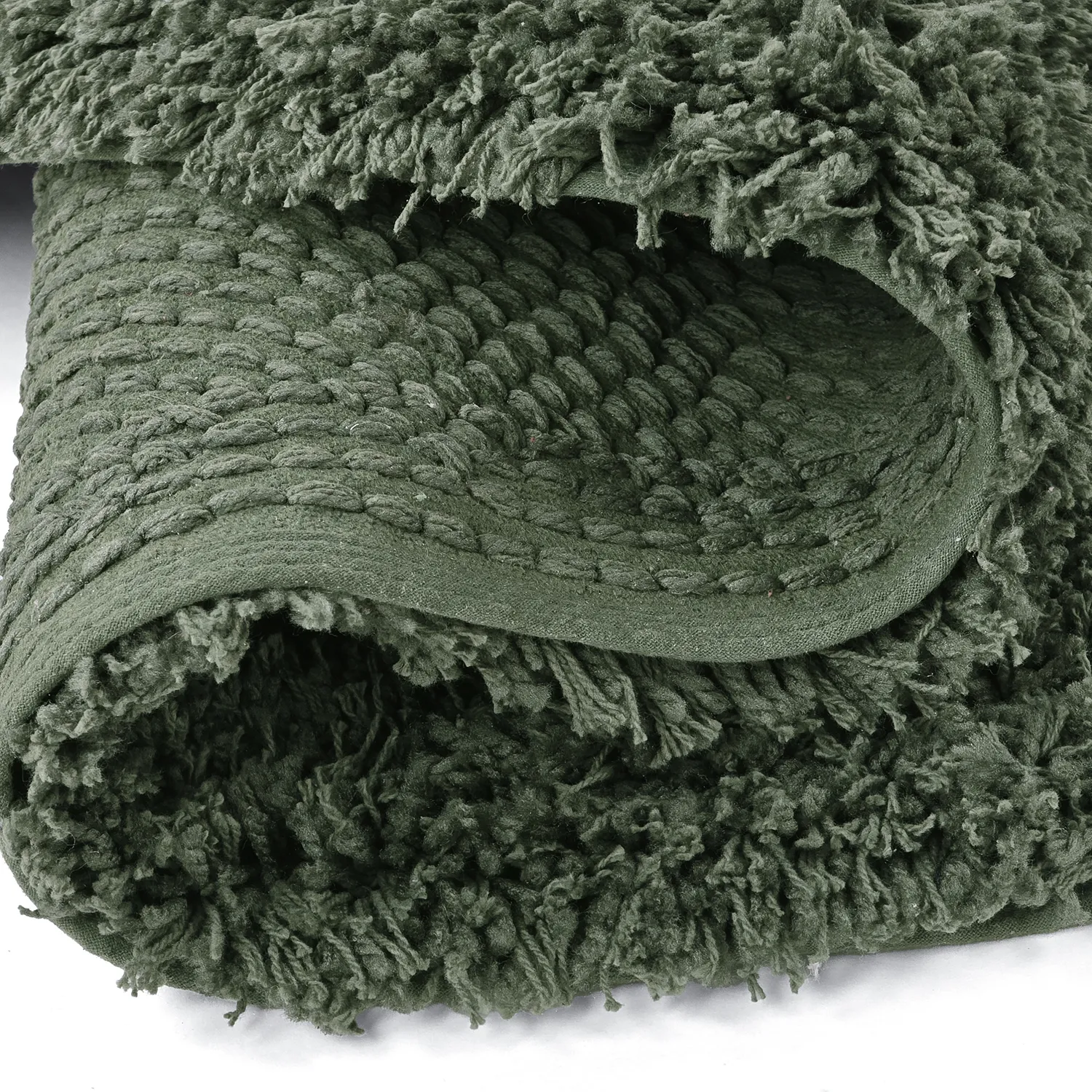 Rundt tæppe - Combarro Solid Cotton Shaggy (grøn)