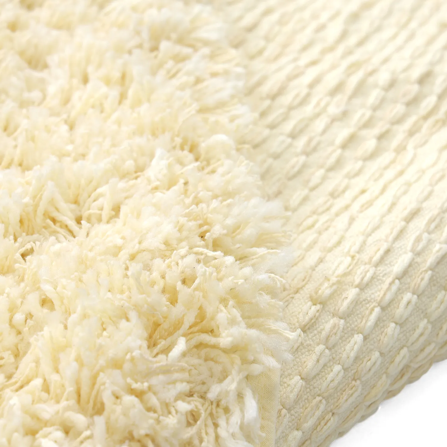 Rundt tæppe - Combarro Solid Cotton Shaggy (lysegul)