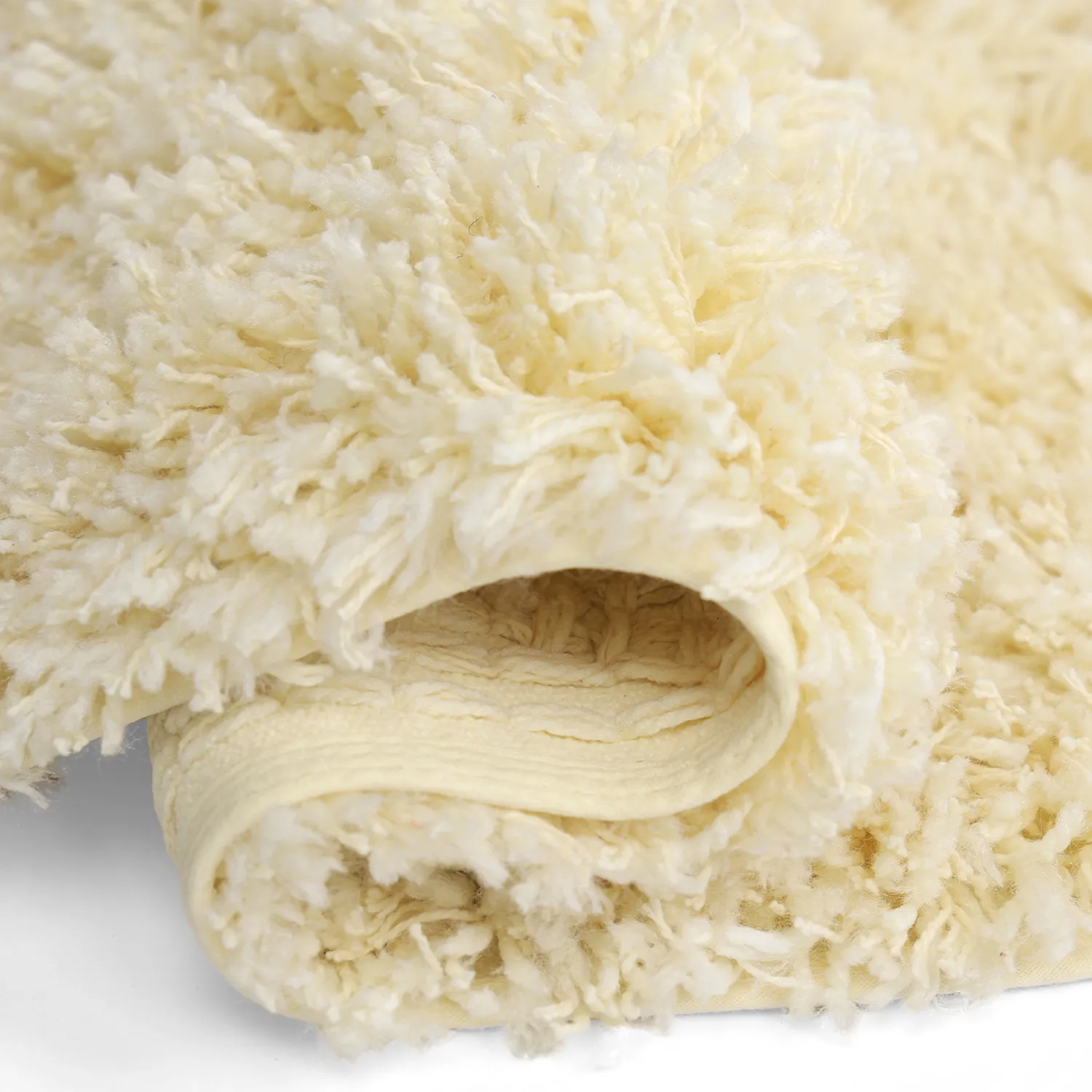 Rundt tæppe - Combarro Solid Cotton Shaggy (lysegul)