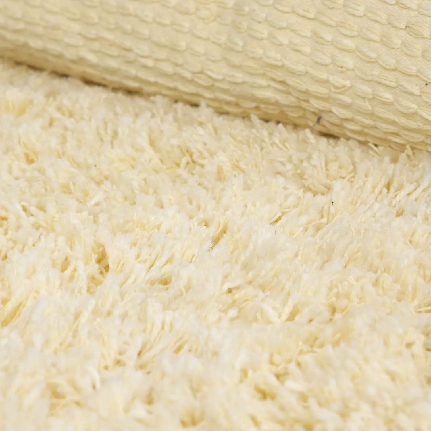 Rundt tæppe - Combarro Solid Cotton Shaggy (lysegul)