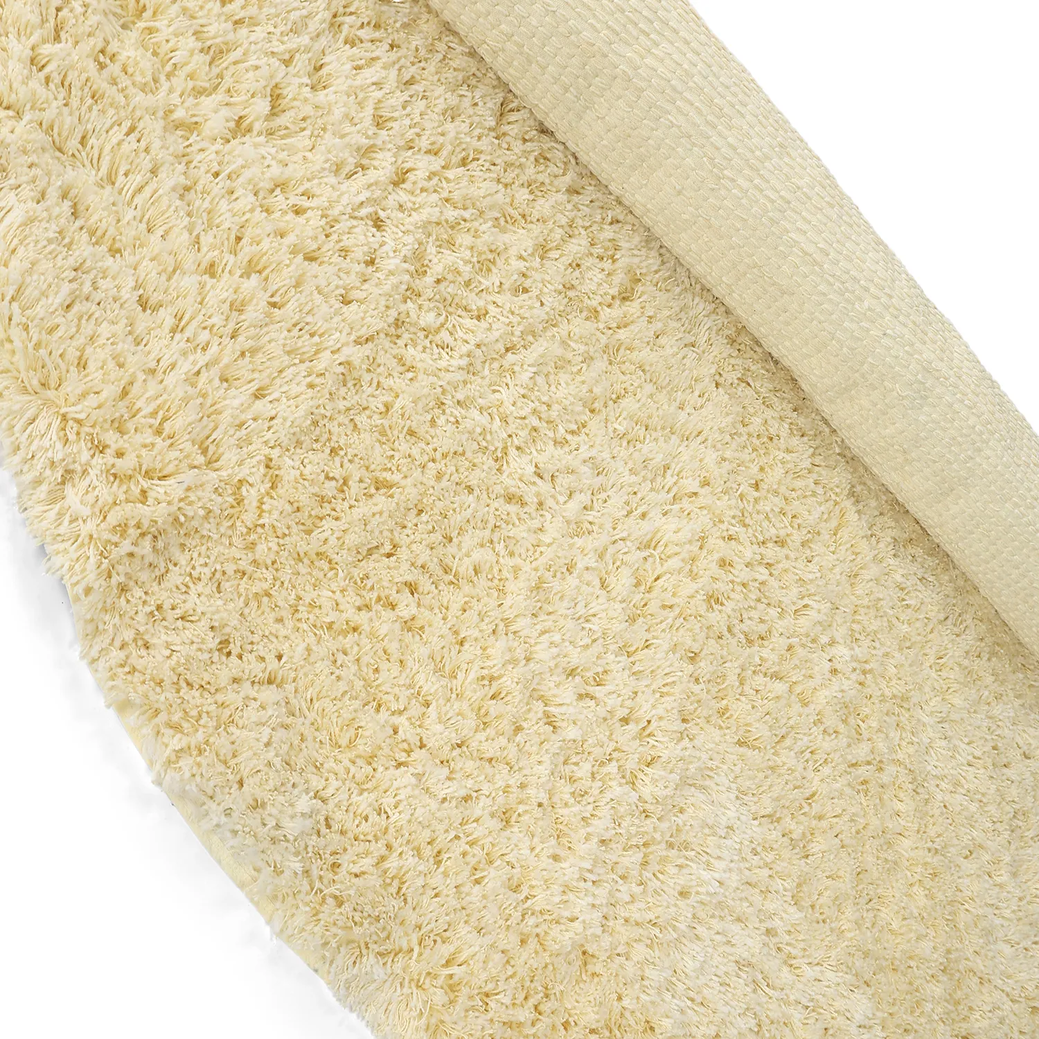 Rundt tæppe - Combarro Solid Cotton Shaggy (lysegul)