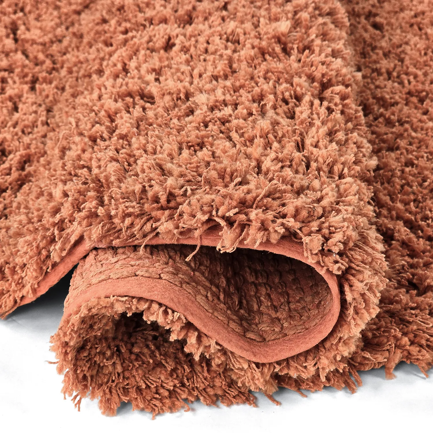 Rundt tæppe - Combarro Solid Cotton Shaggy (lys orange)