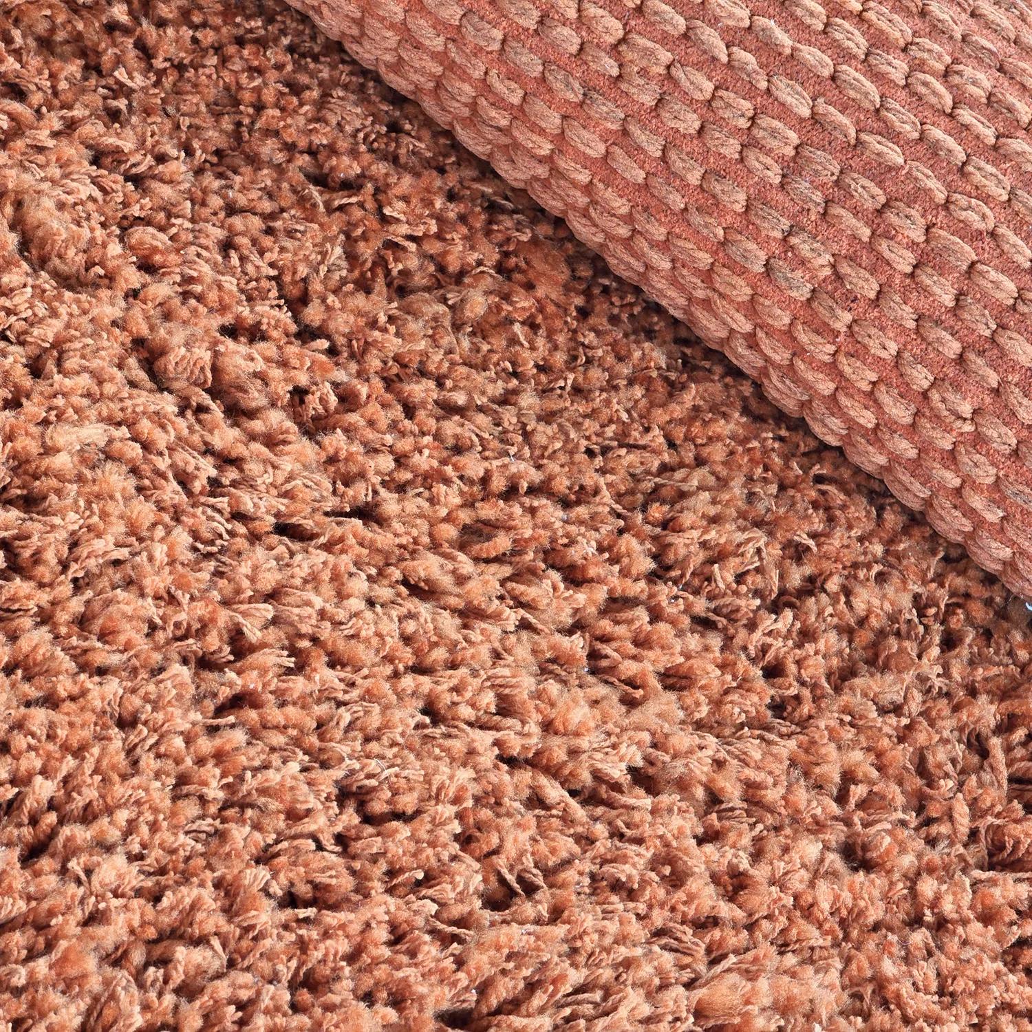 Rundt tæppe - Combarro Solid Cotton Shaggy (lys orange)