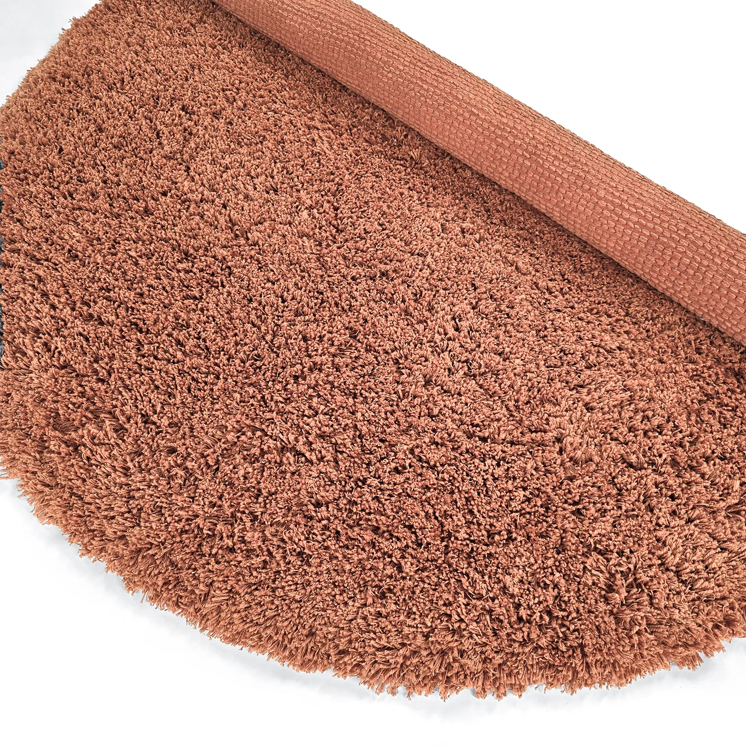 Rundt tæppe - Combarro Solid Cotton Shaggy (lys orange)