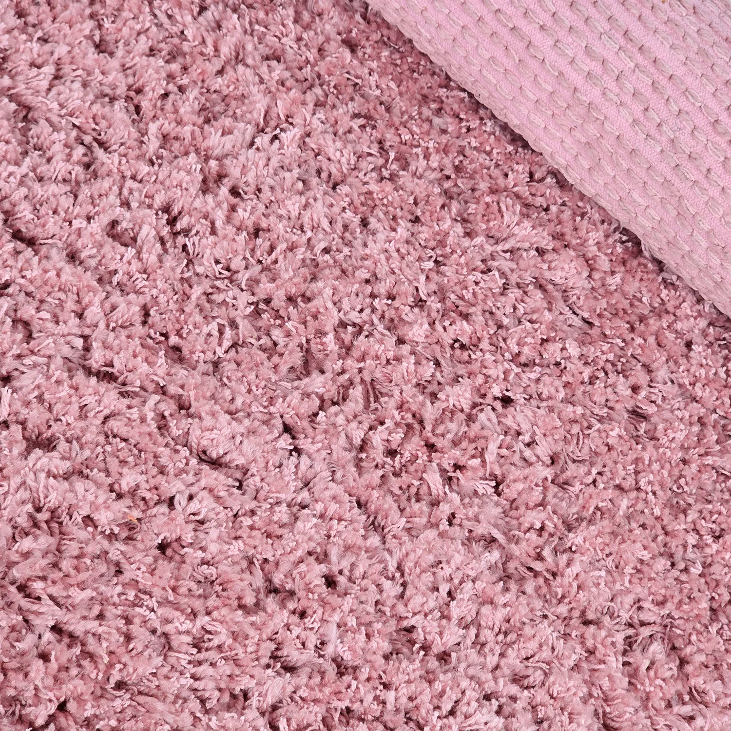 Rundt tæppe - Combarro Solid Cotton Shaggy (lyserosa)