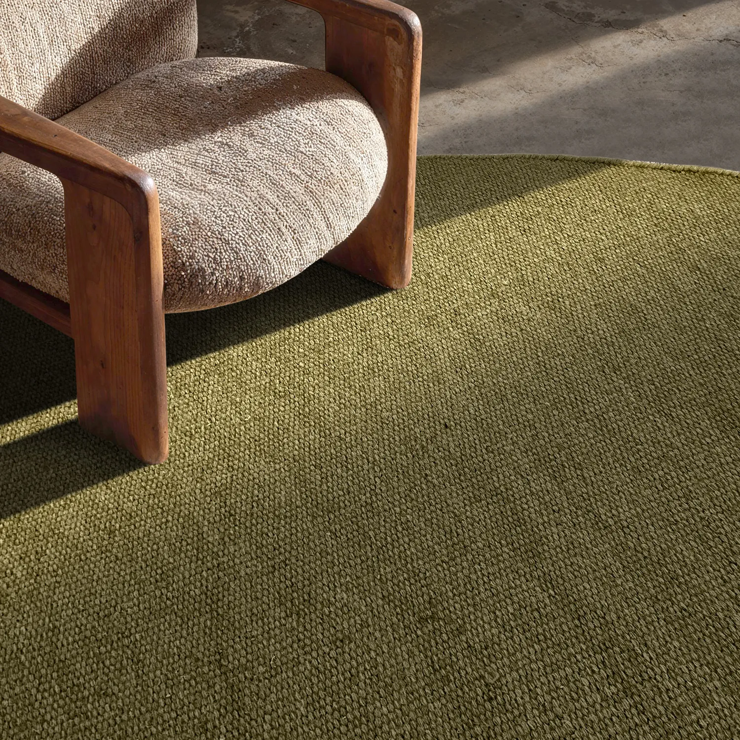 Rundt tæppe - Hamilton (mosgrøn)