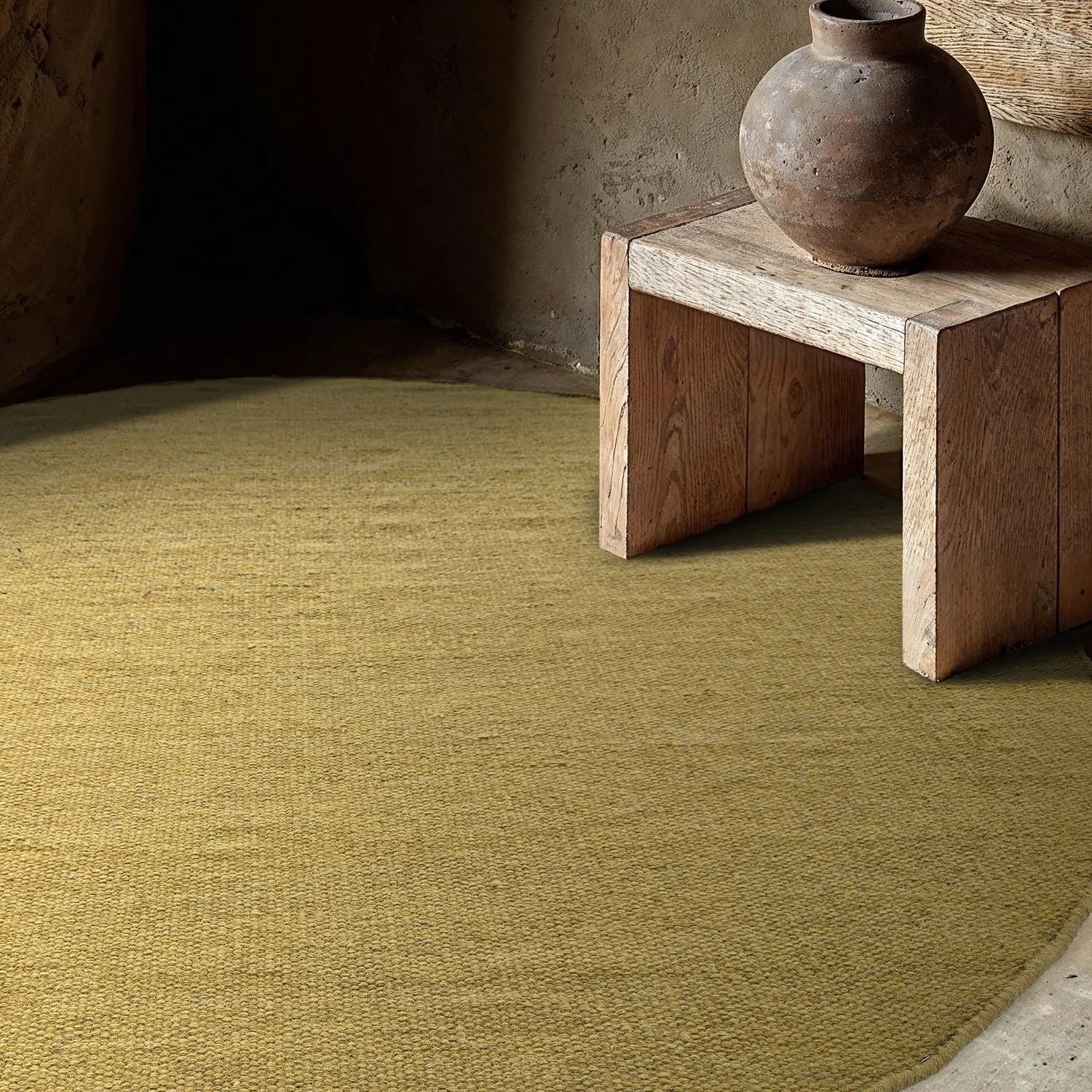 Rundt tæppe - Hamilton (mustard)