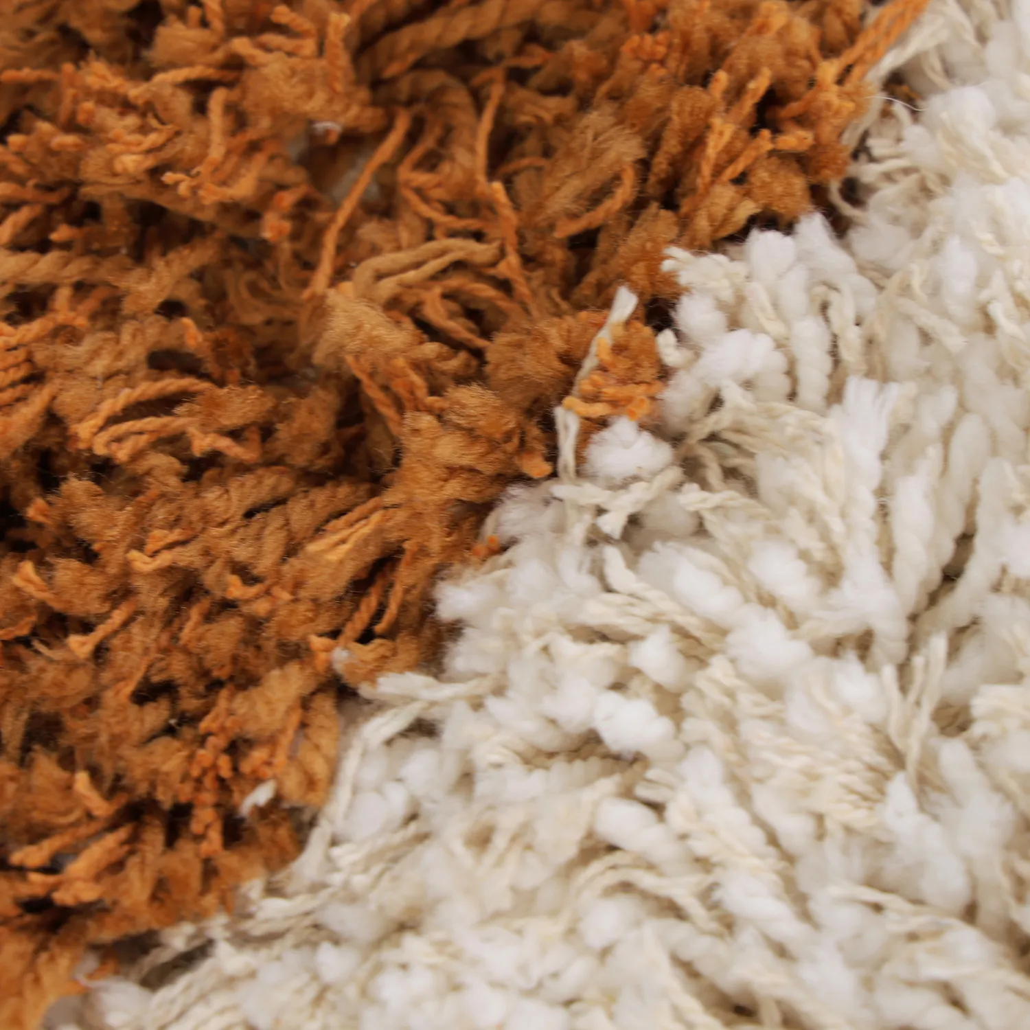 Rundt tæppe - Kalymnos Natural Cotton Shaggy (offwhite/okker)