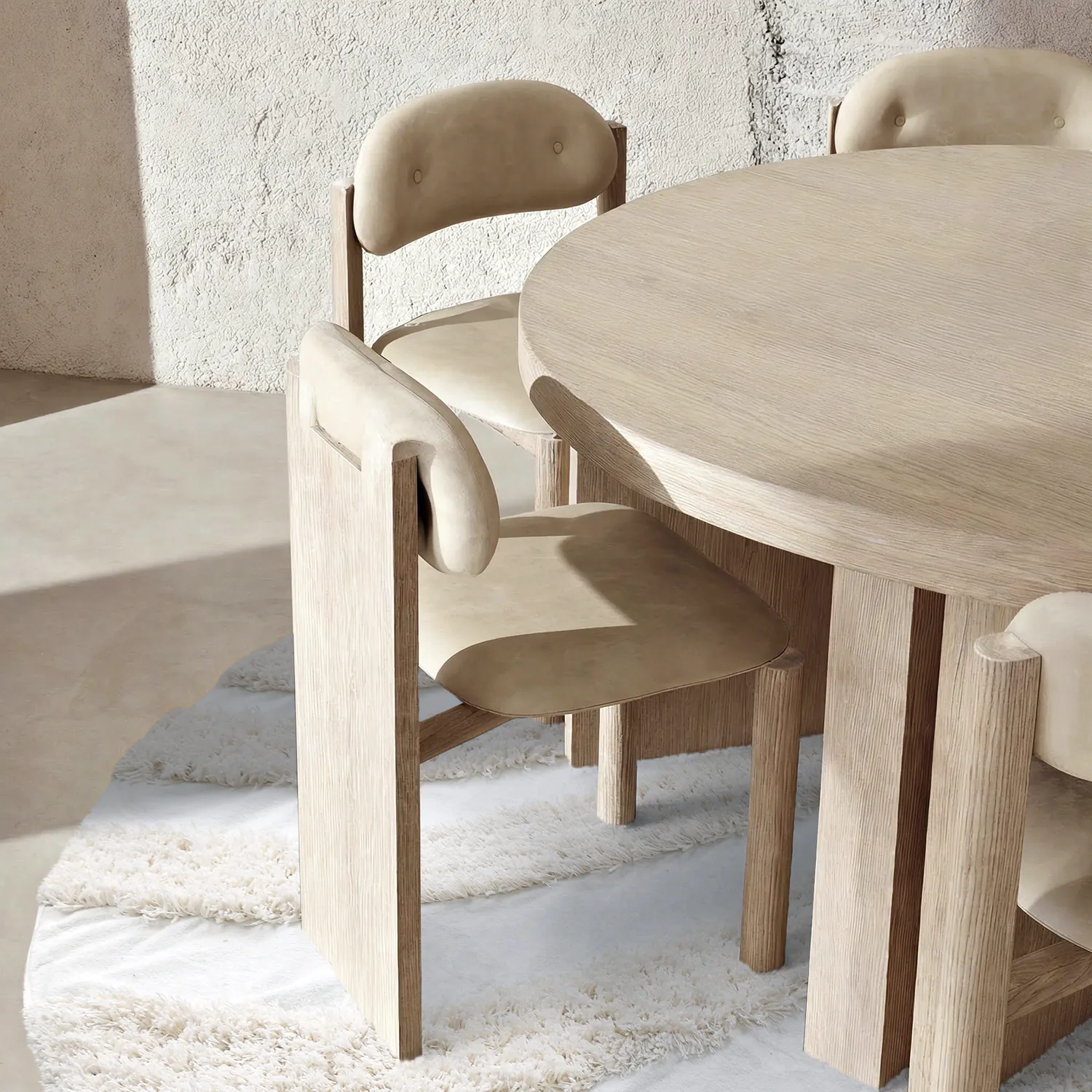 Rundt tæppe - Sivota Natural Cotton Shaggy (off-white)