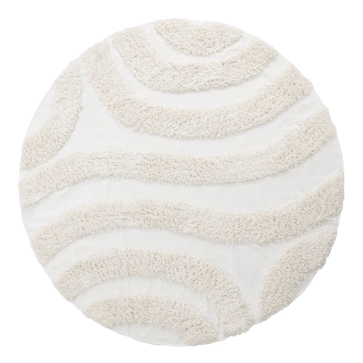 Rundt tæppe - Sivota Natural Cotton Shaggy (off-white)