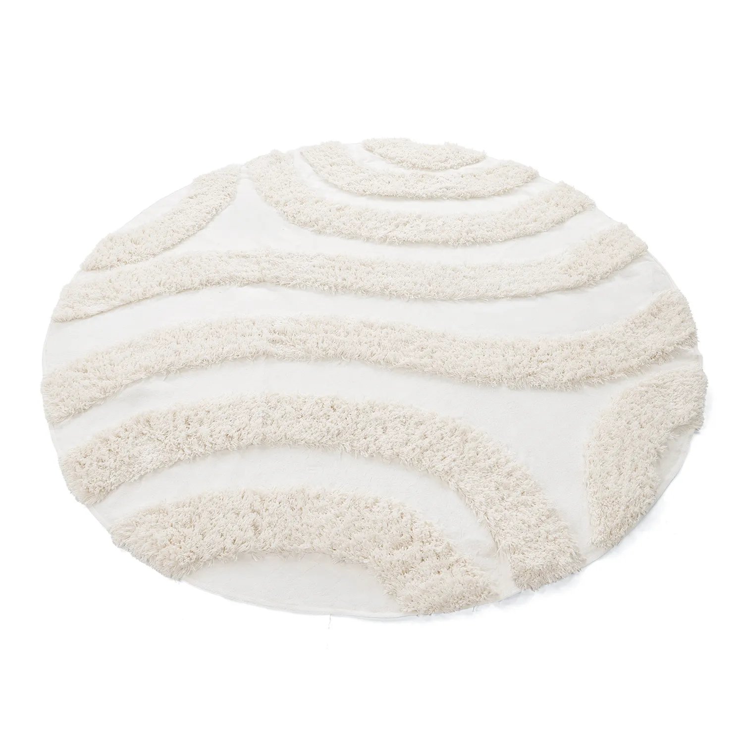 Rundt tæppe - Sivota Natural Cotton Shaggy (off-white)