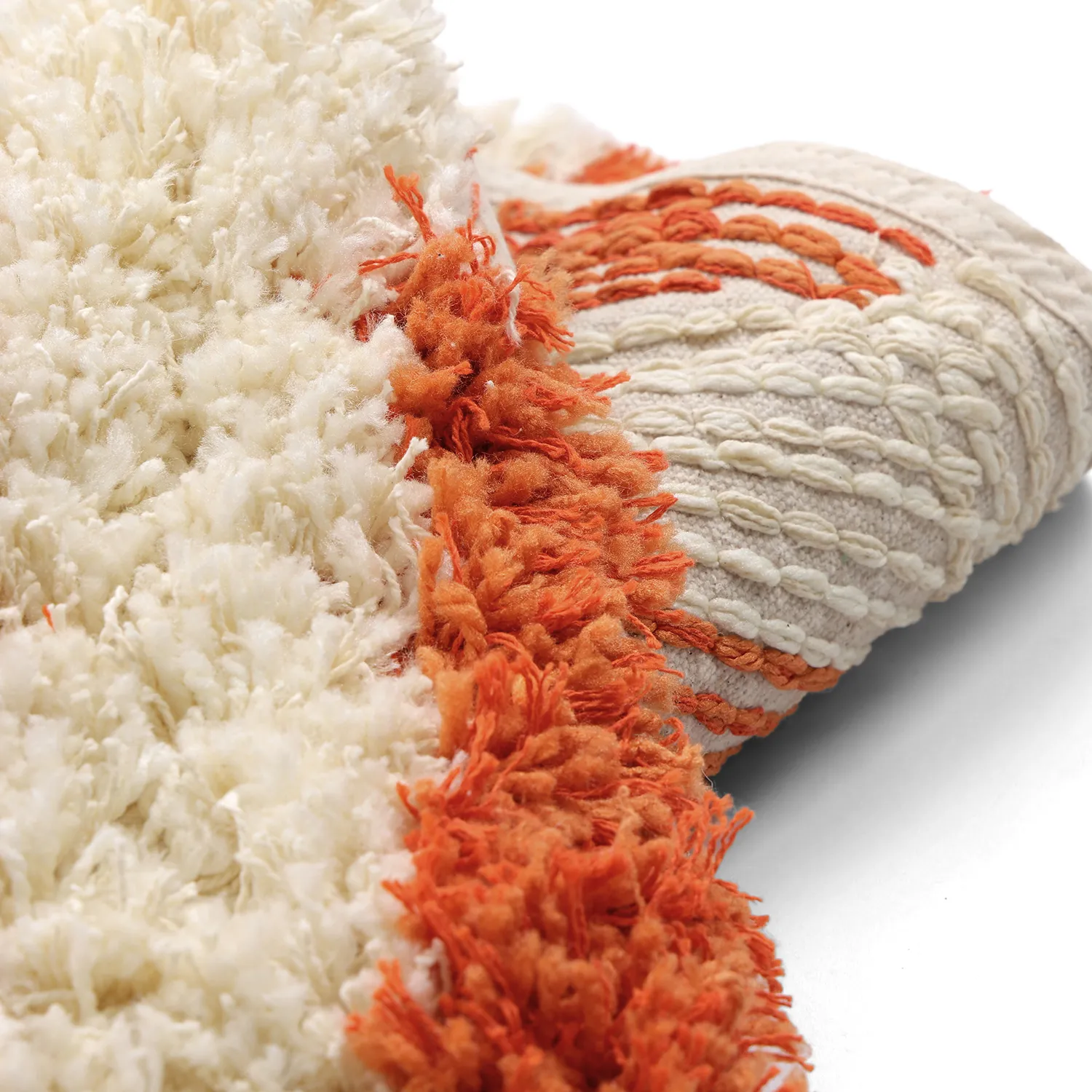 Rundt tæppe - Thira Stripe Cotton Shaggy (lysegul/lys orange)