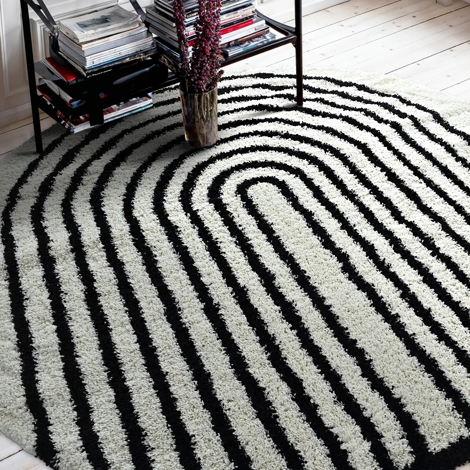 Runde tæpper - Cluny (hvid/sort)