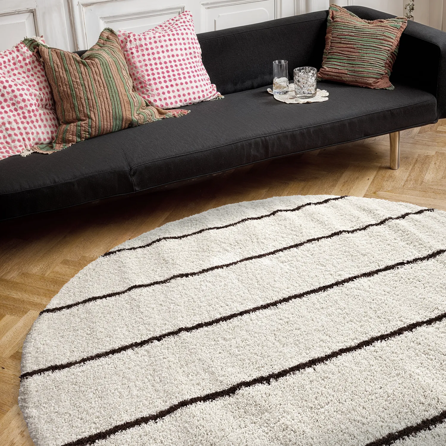 Runde tæpper - Eze (hvid/brun)