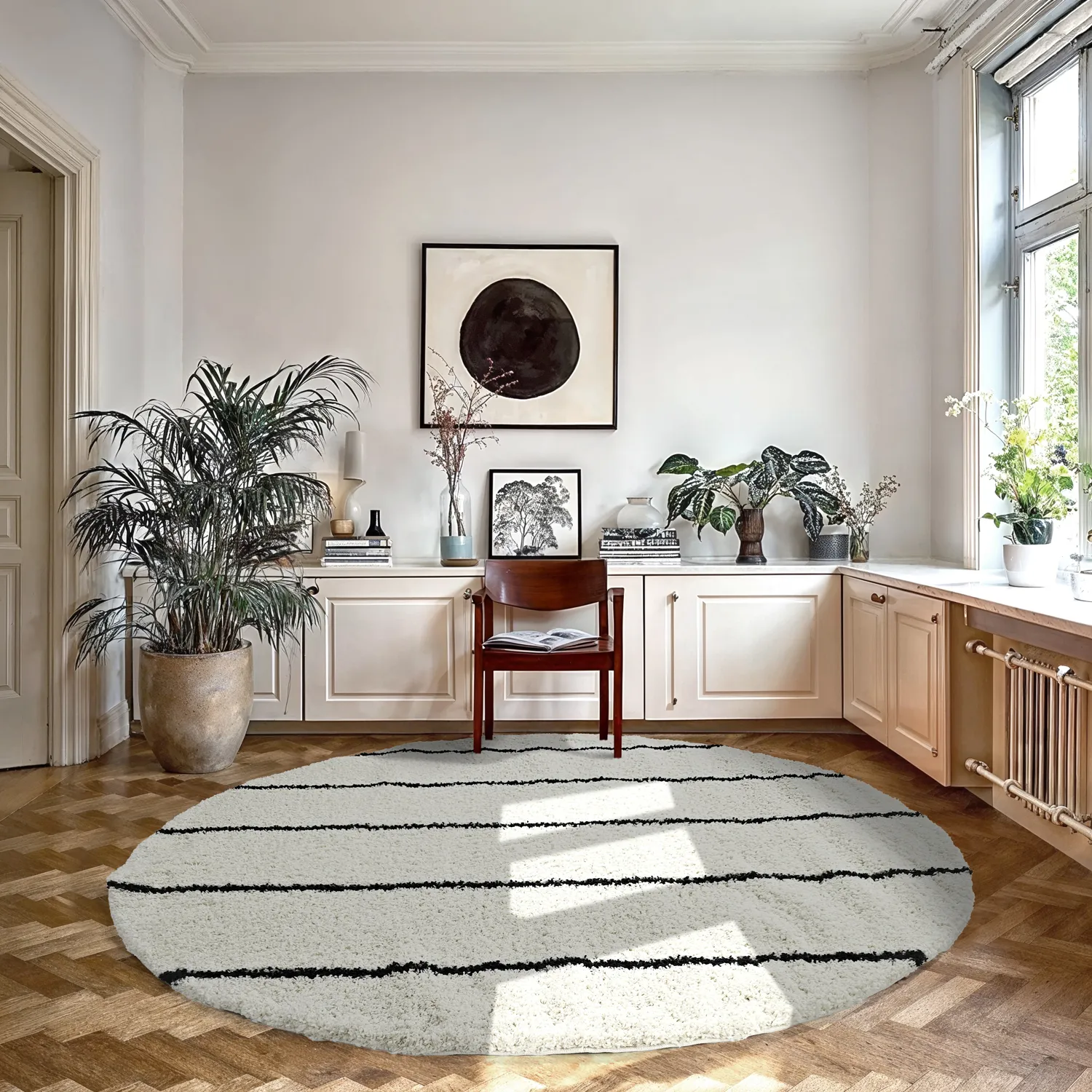 Runde tæpper - Eze (hvid/sort)