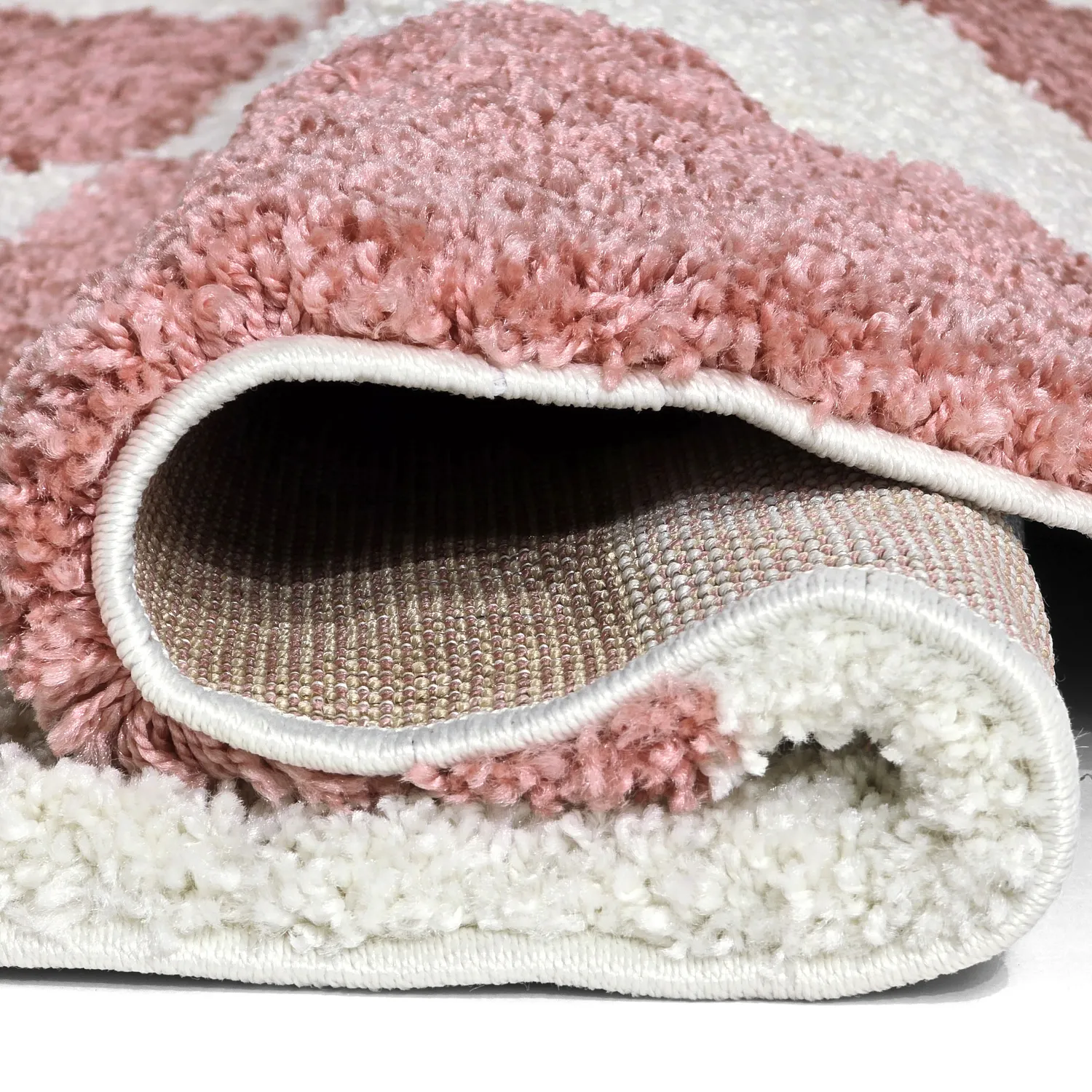 Runde tæpper - Gordes (lyserød/hvid)