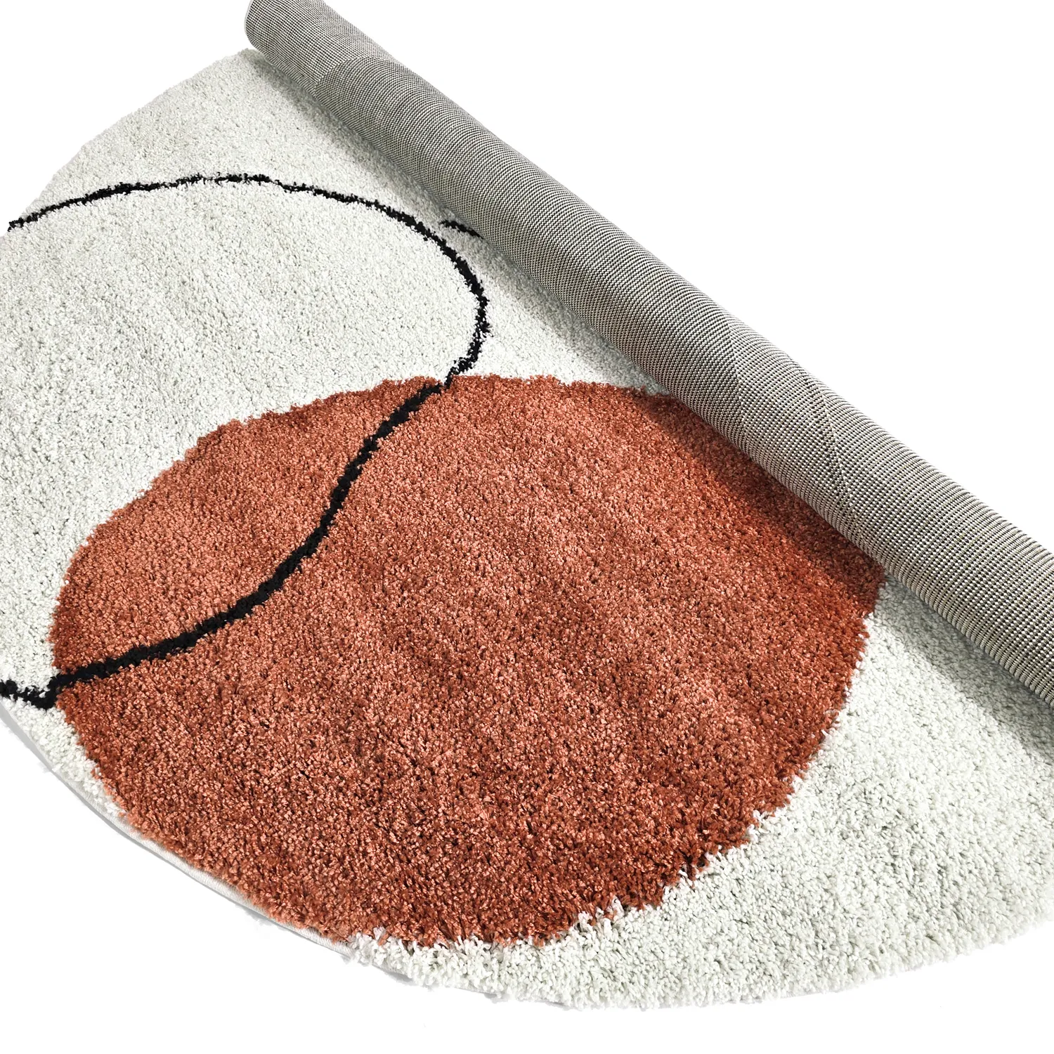 Runde tæpper - Sanghar (hvid/orange/grøn)