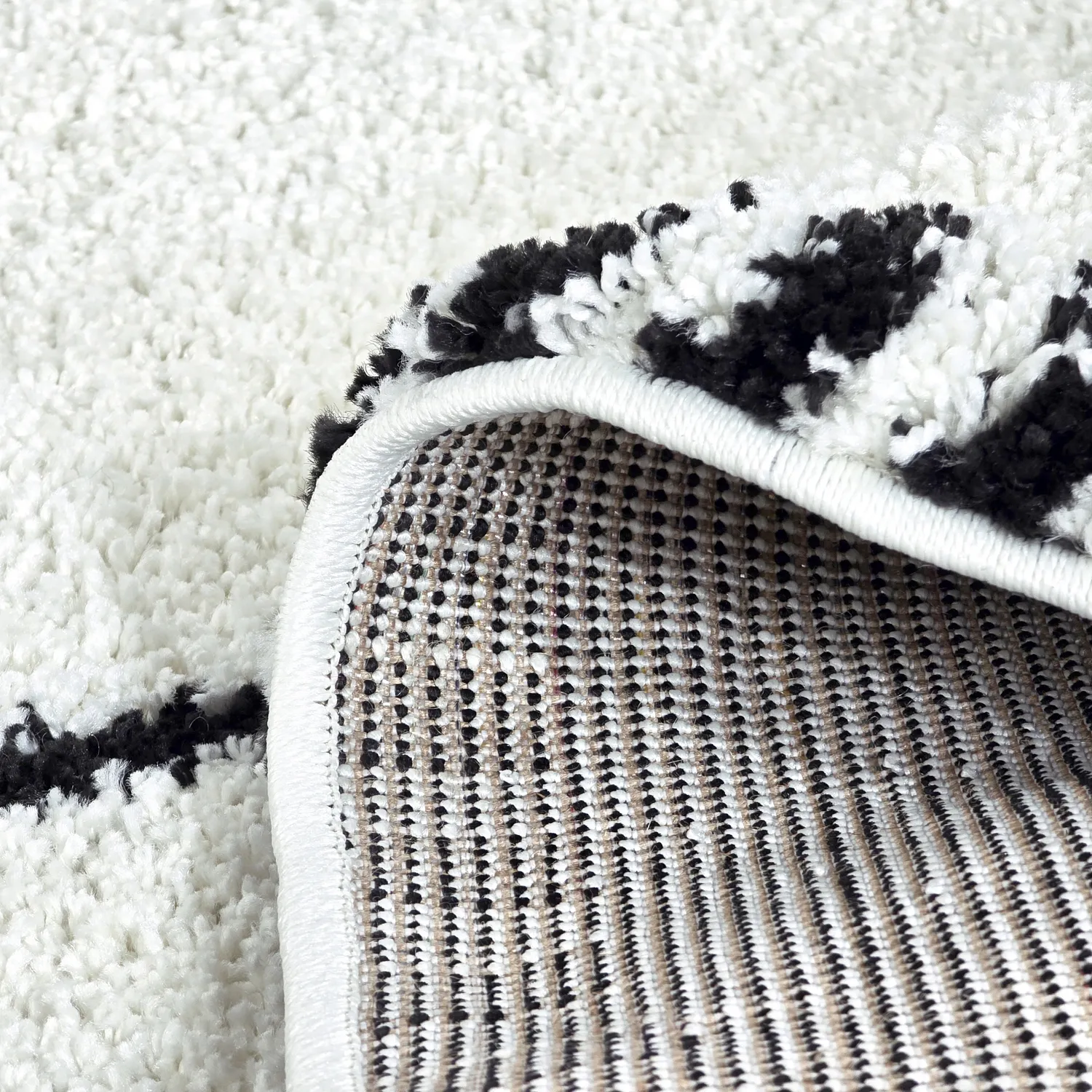 Runde tæpper - Tiznit (hvid/sort)