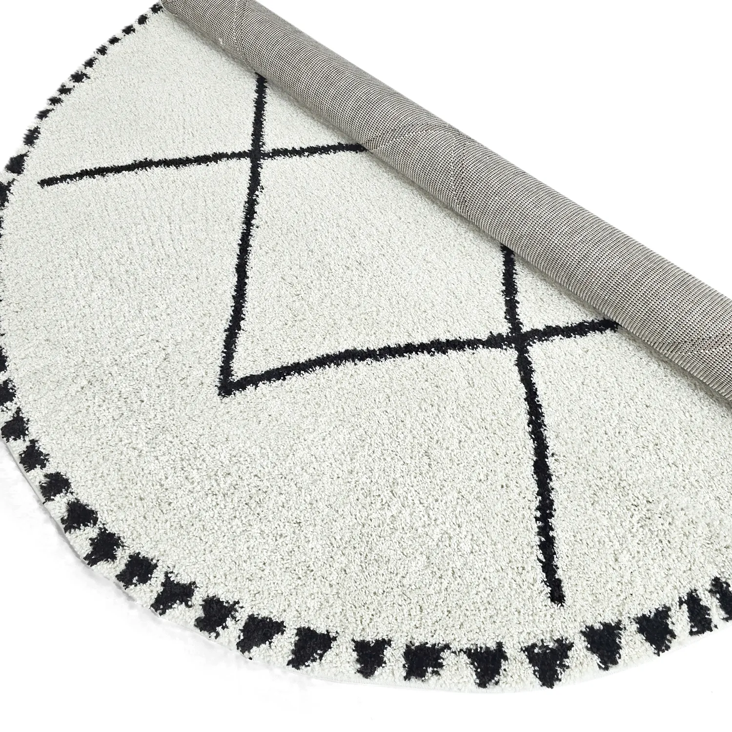 Runde tæpper - Tiznit (hvid/sort)