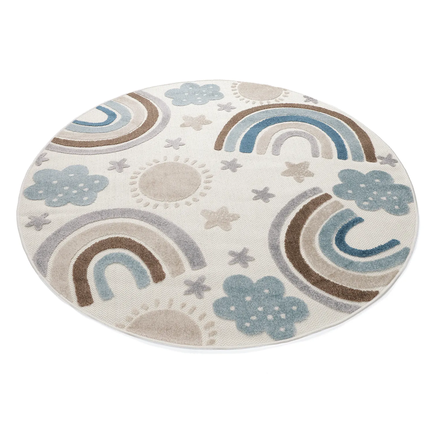 Rundt børnetæppe - Rainbow Potpourri (creme/multi)
