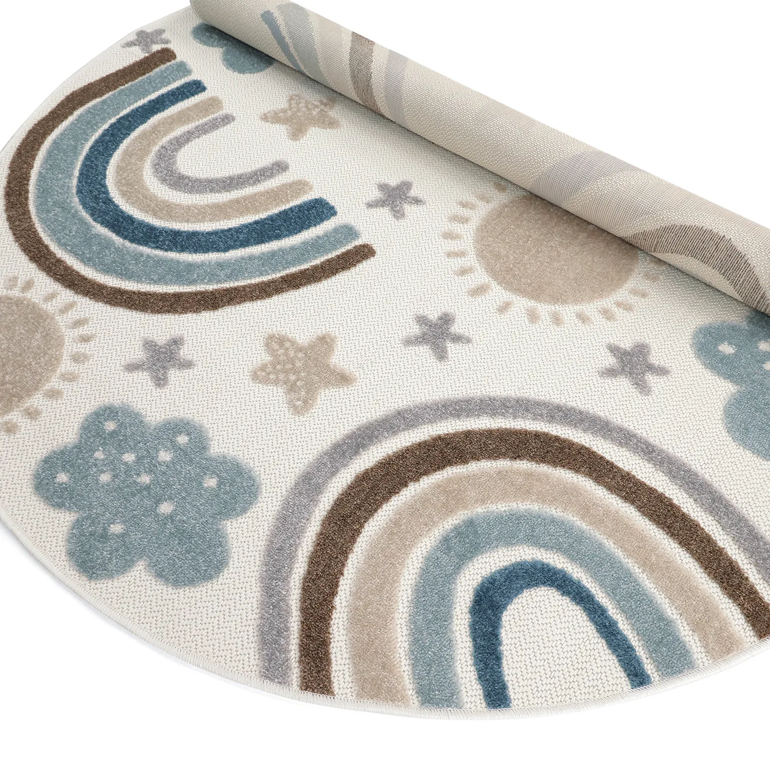 Rundt børnetæppe - Rainbow Potpourri (creme/multi)