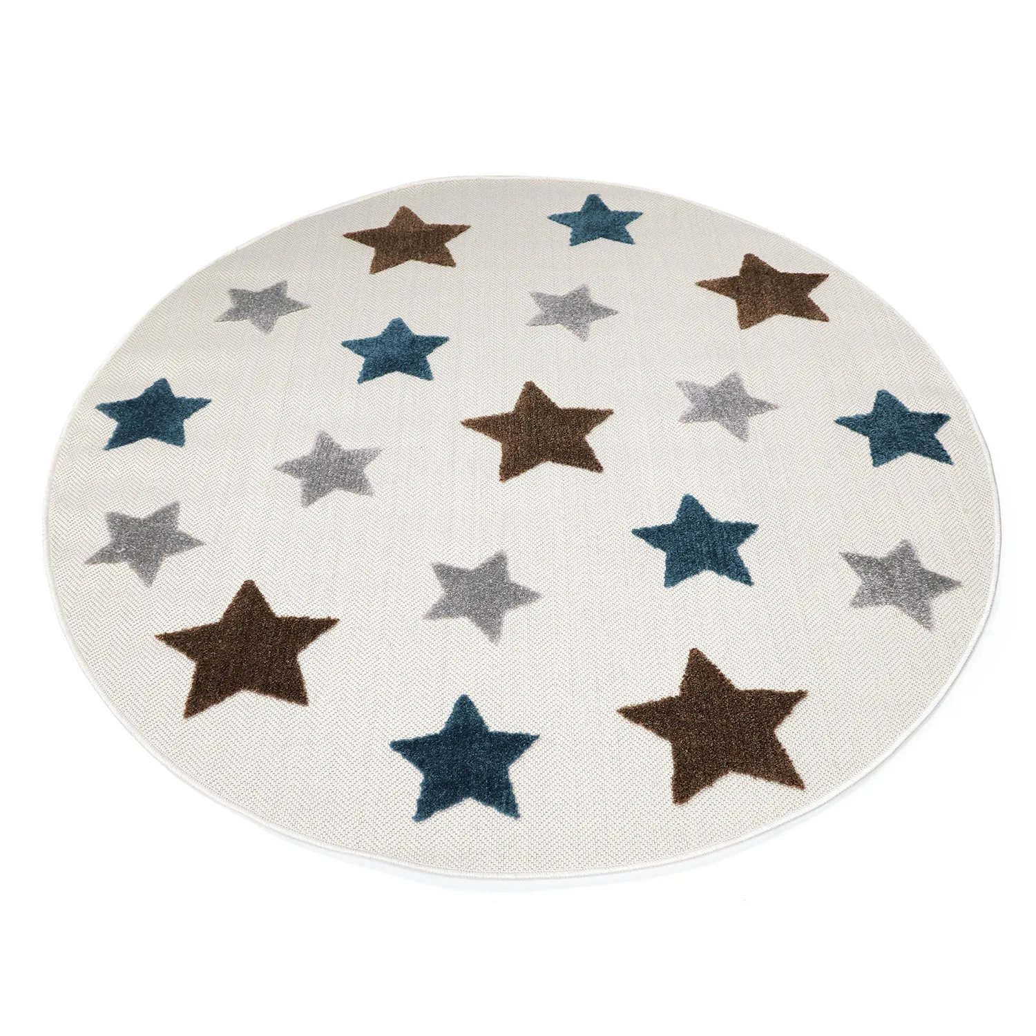 Rundt børnetæppe - Stars (creme/multi)