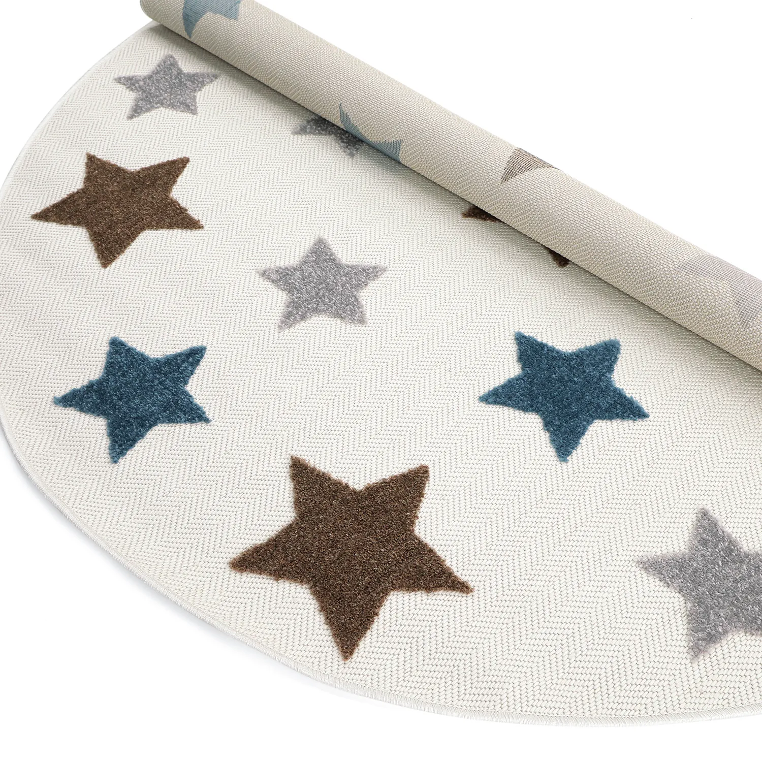 Rundt børnetæppe - Stars (creme/multi)