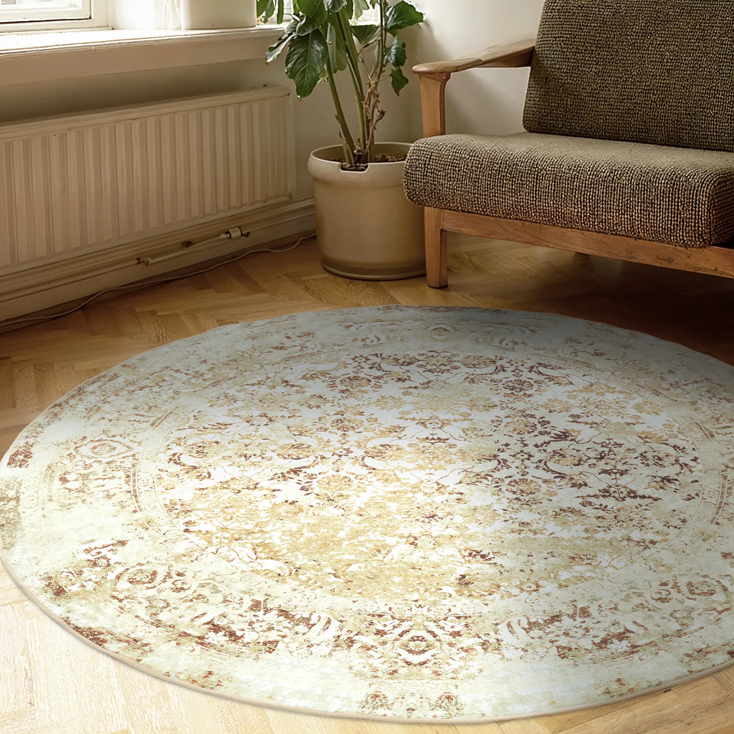 Rundt tæppe - Denizli (beige)
