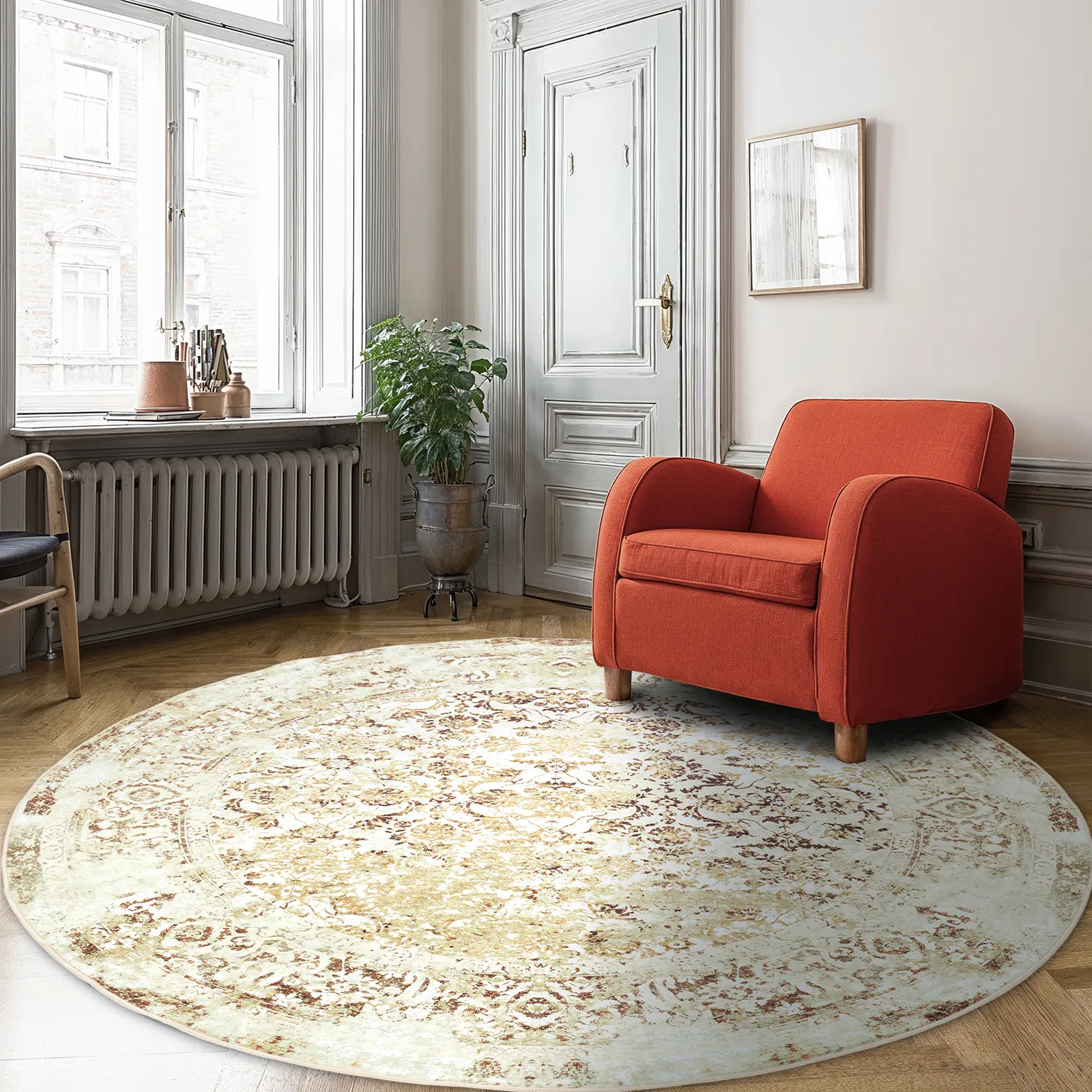 Rundt tæppe - Denizli (beige)