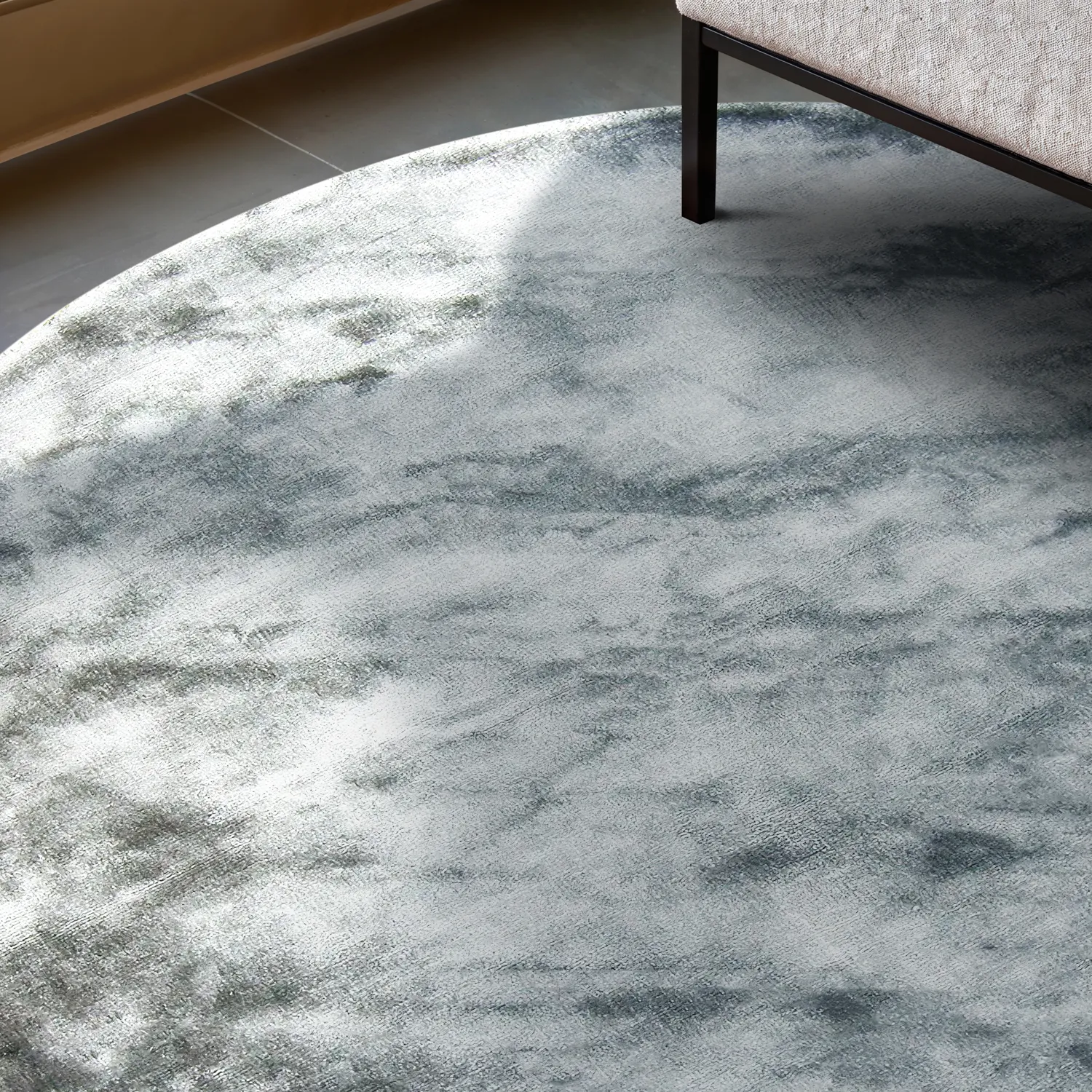 Rundt tæppe - Jodhpur Special Luxury Edition (blå/grå)